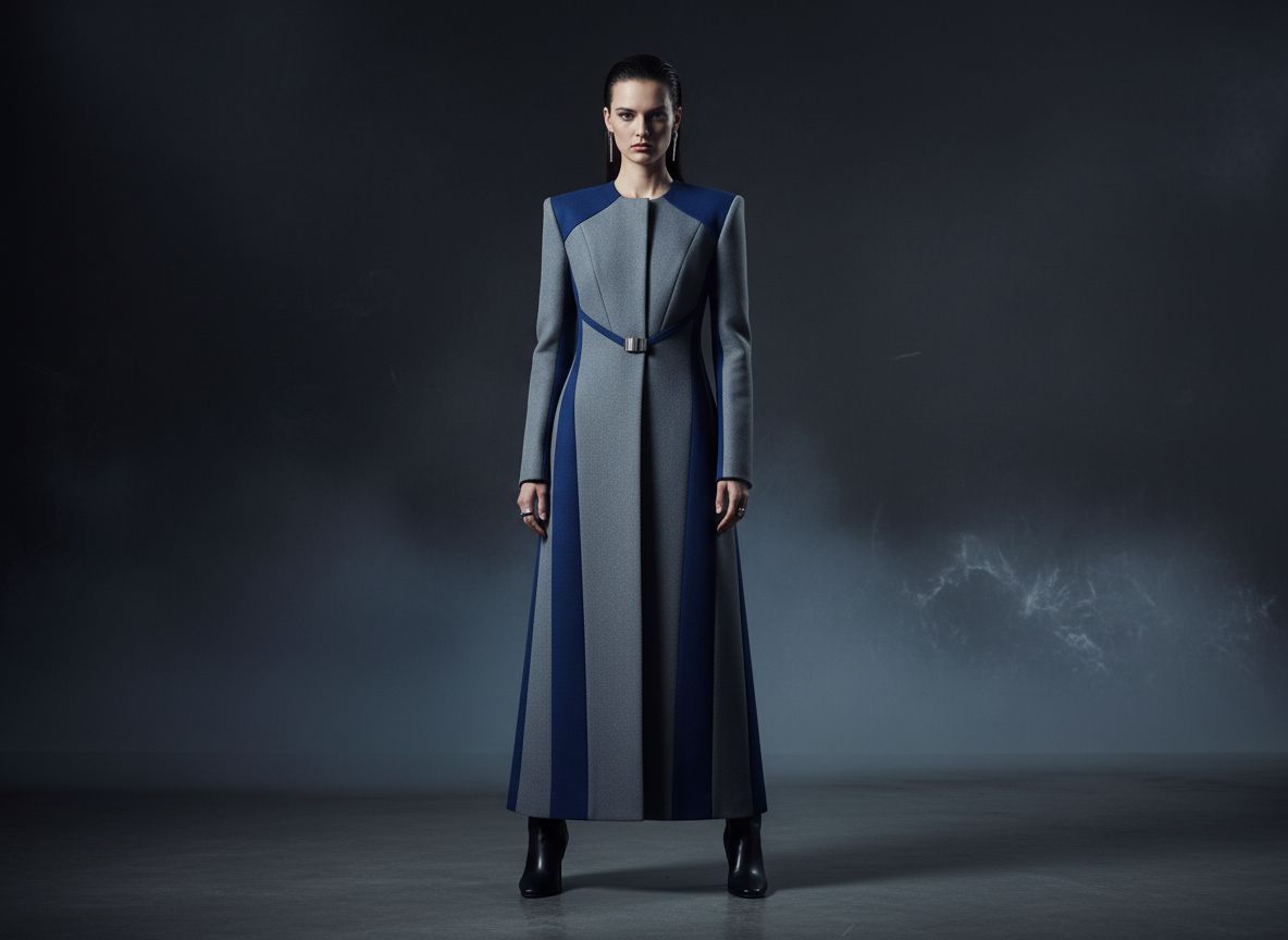 Blue + Gray Column Coat