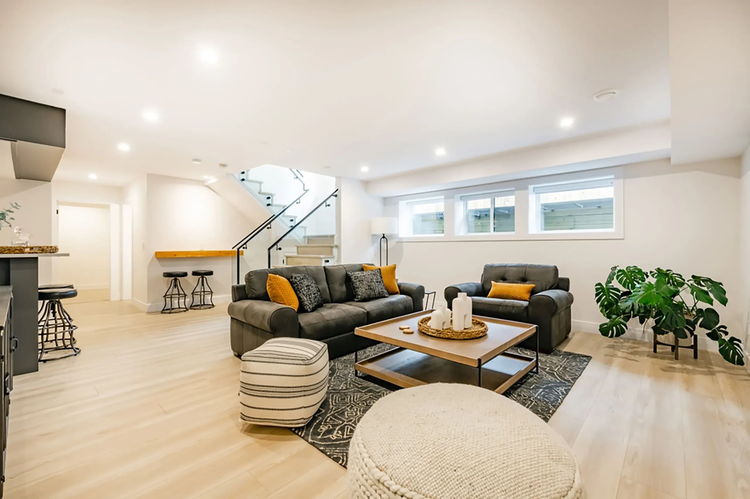 Basement living space renovation and development in Calgary