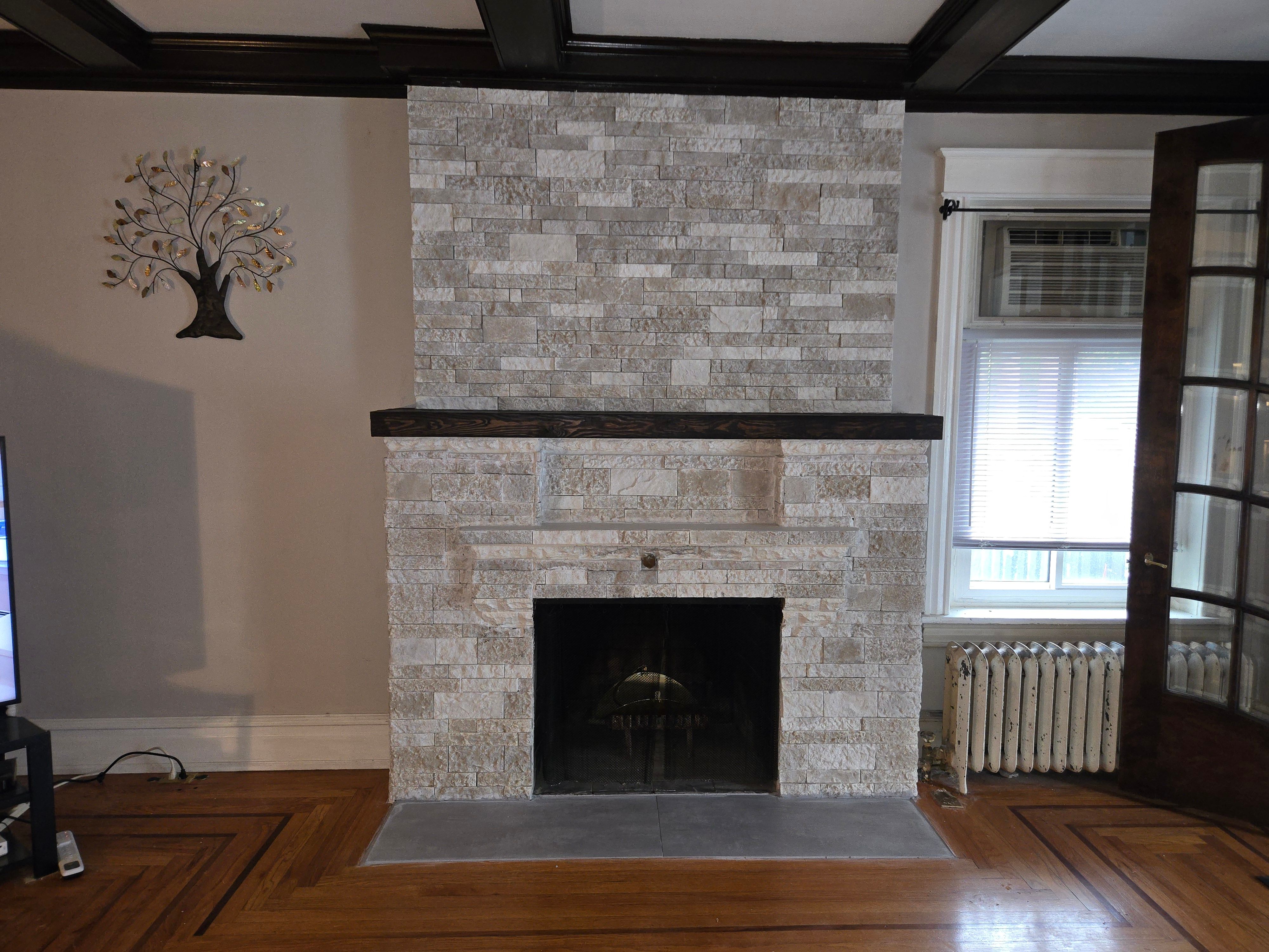 Stone fireplace