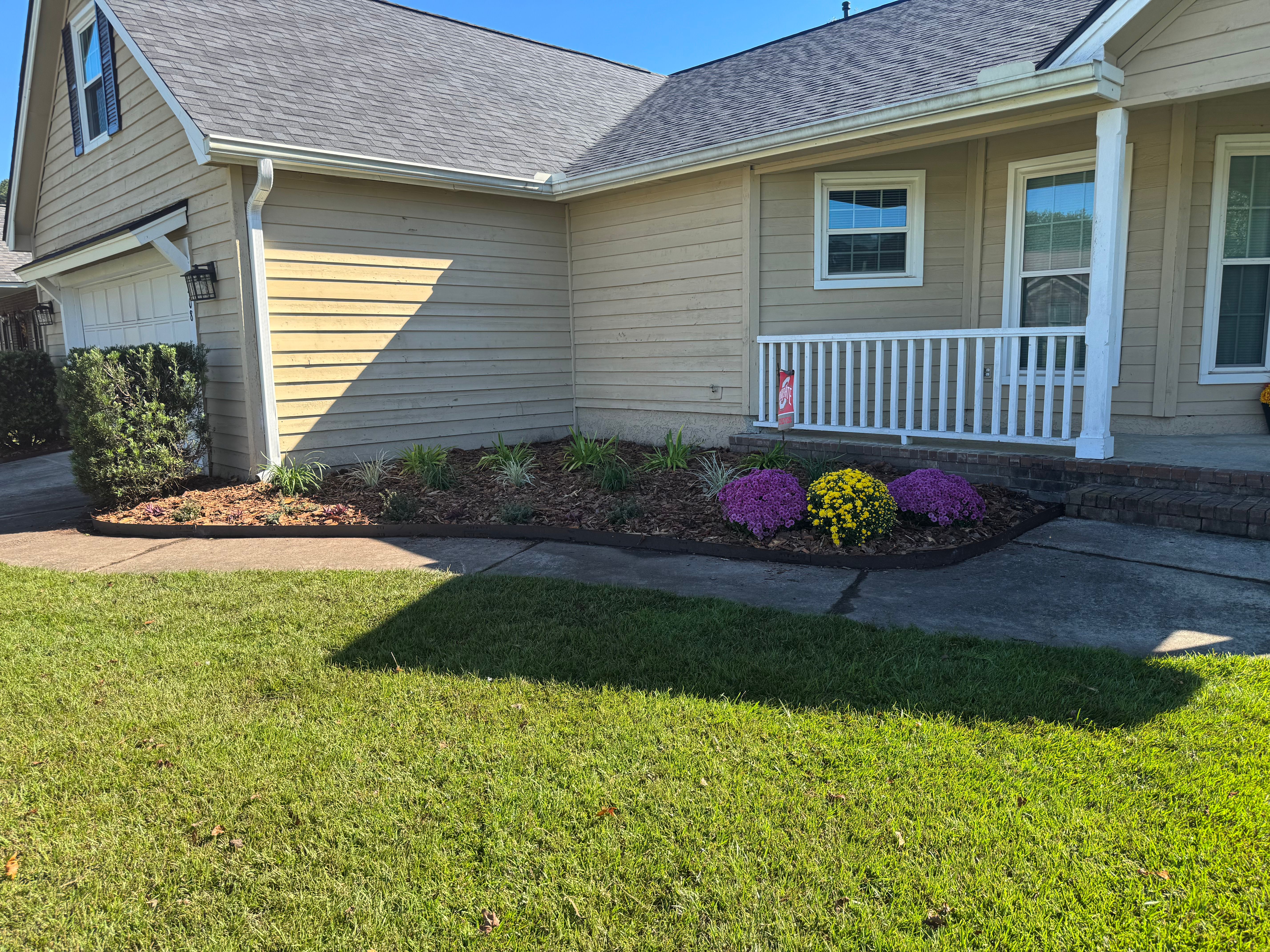 Garden bed with colorful flowers