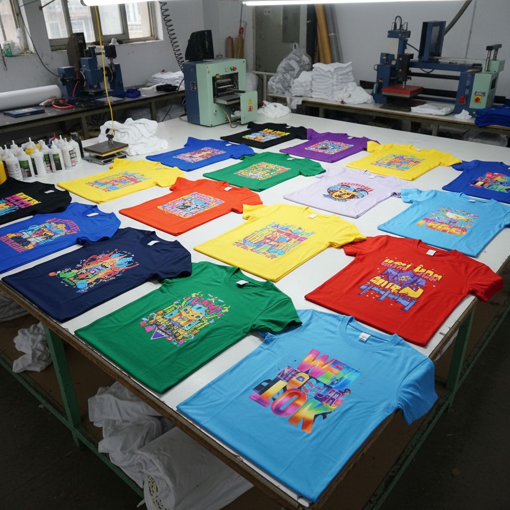 Custom printed t-shirts in multiple colors