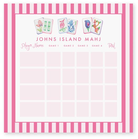 Mahjong Tile and Cabana Stripe score card notepad from Soirée All Day Paper