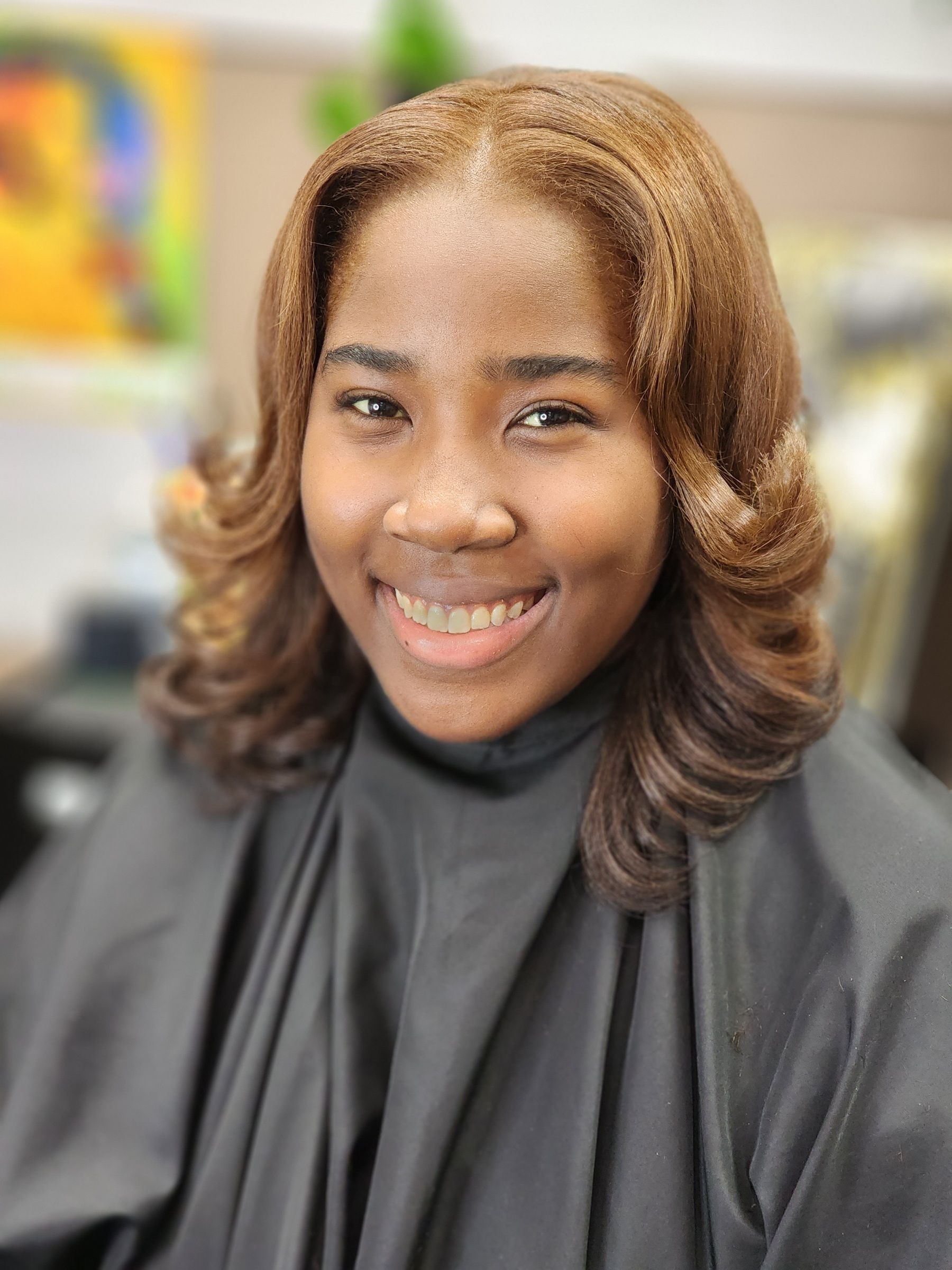 Smiling client soft curls