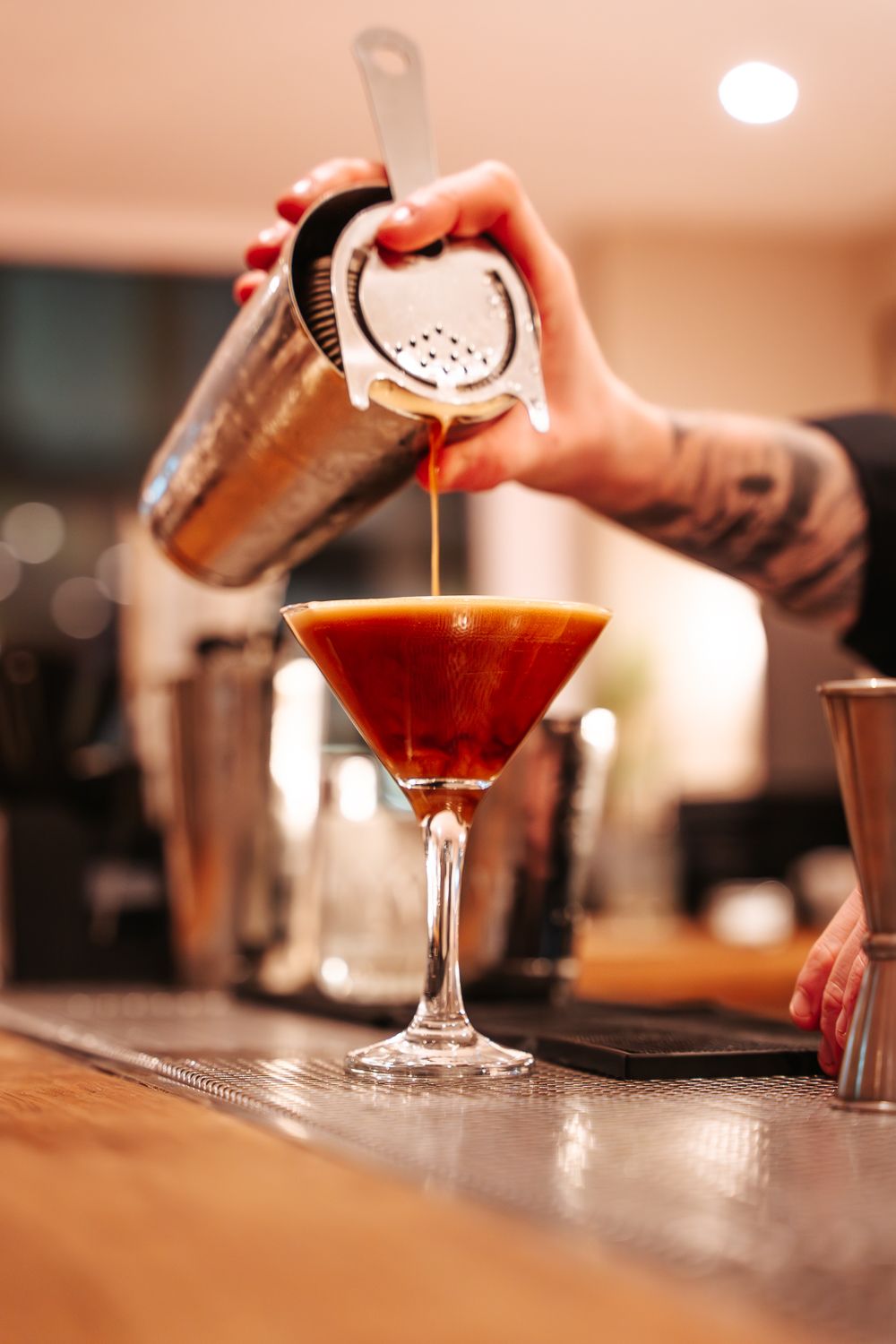 Pouring espresso martini