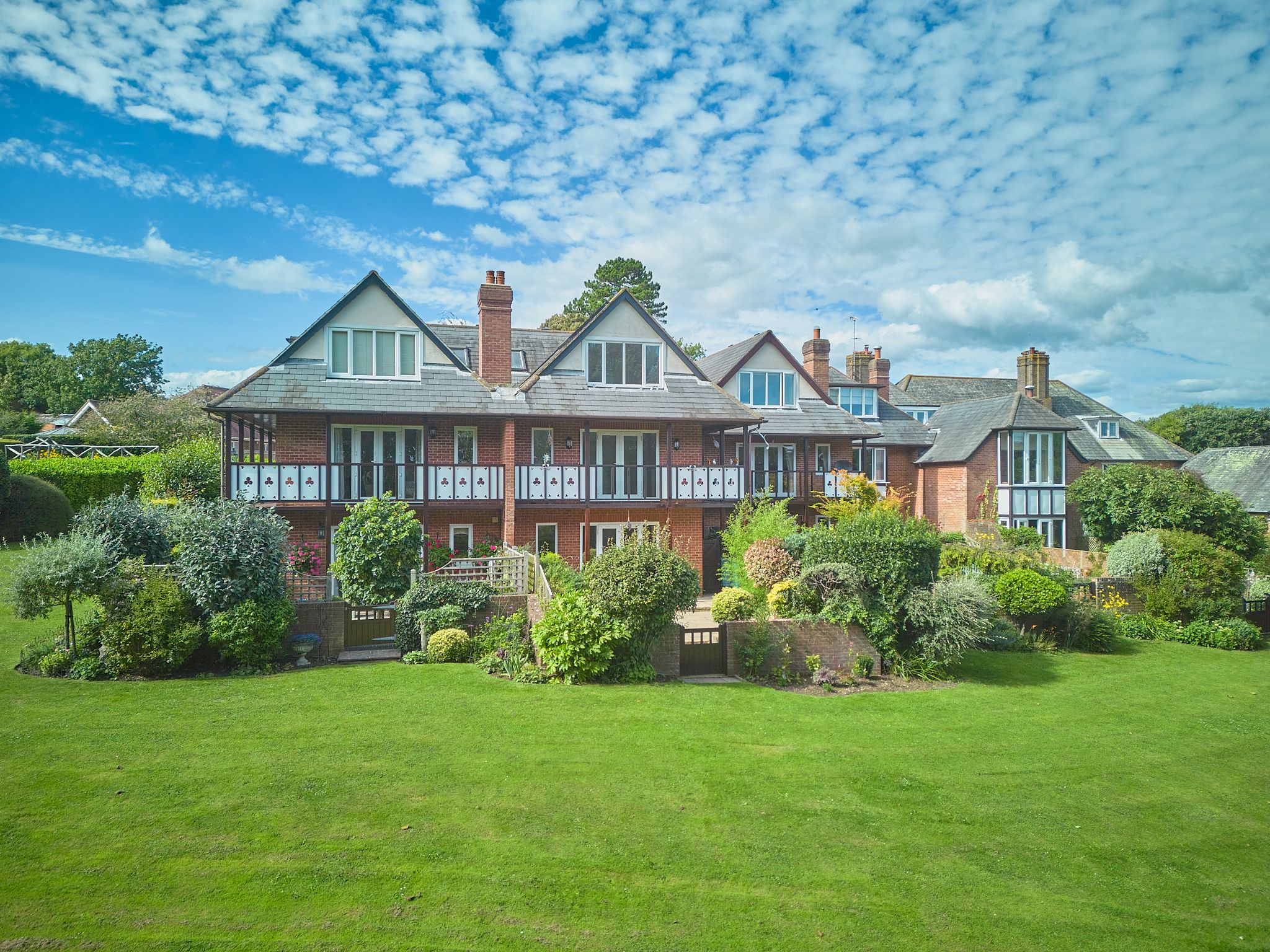 Large brick property aerial view