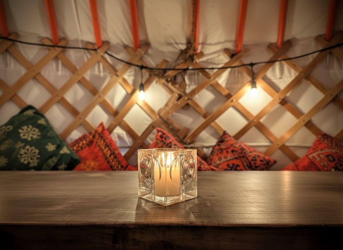 Candlelight detail inside the Olio yurt