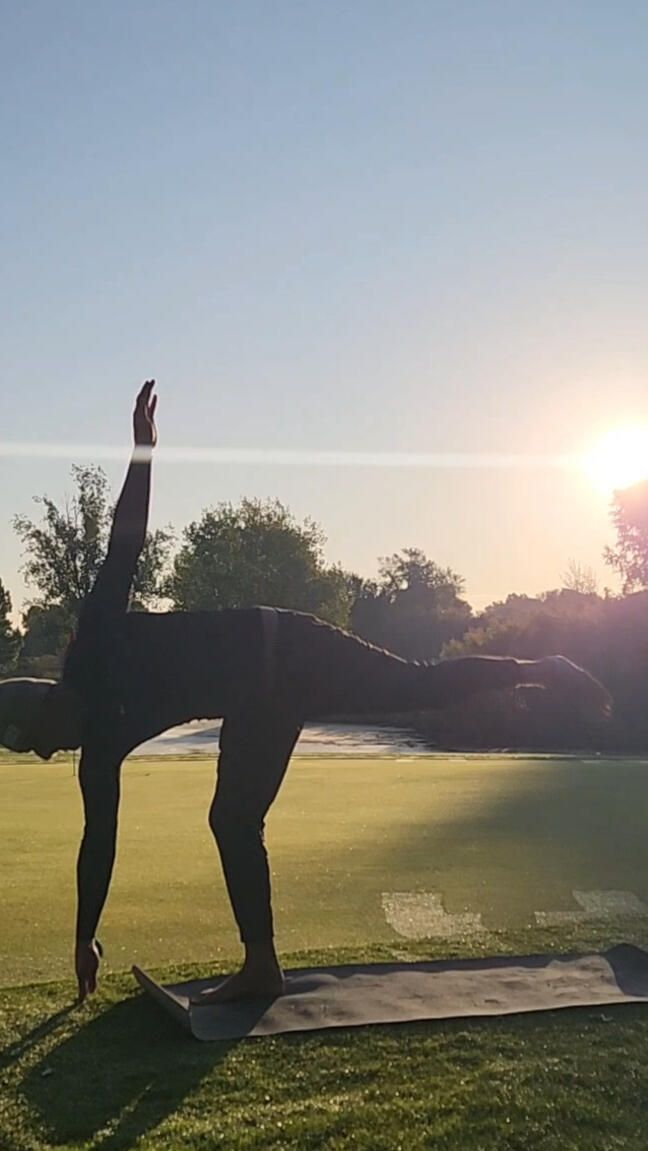 Yoga balance pose outdoors