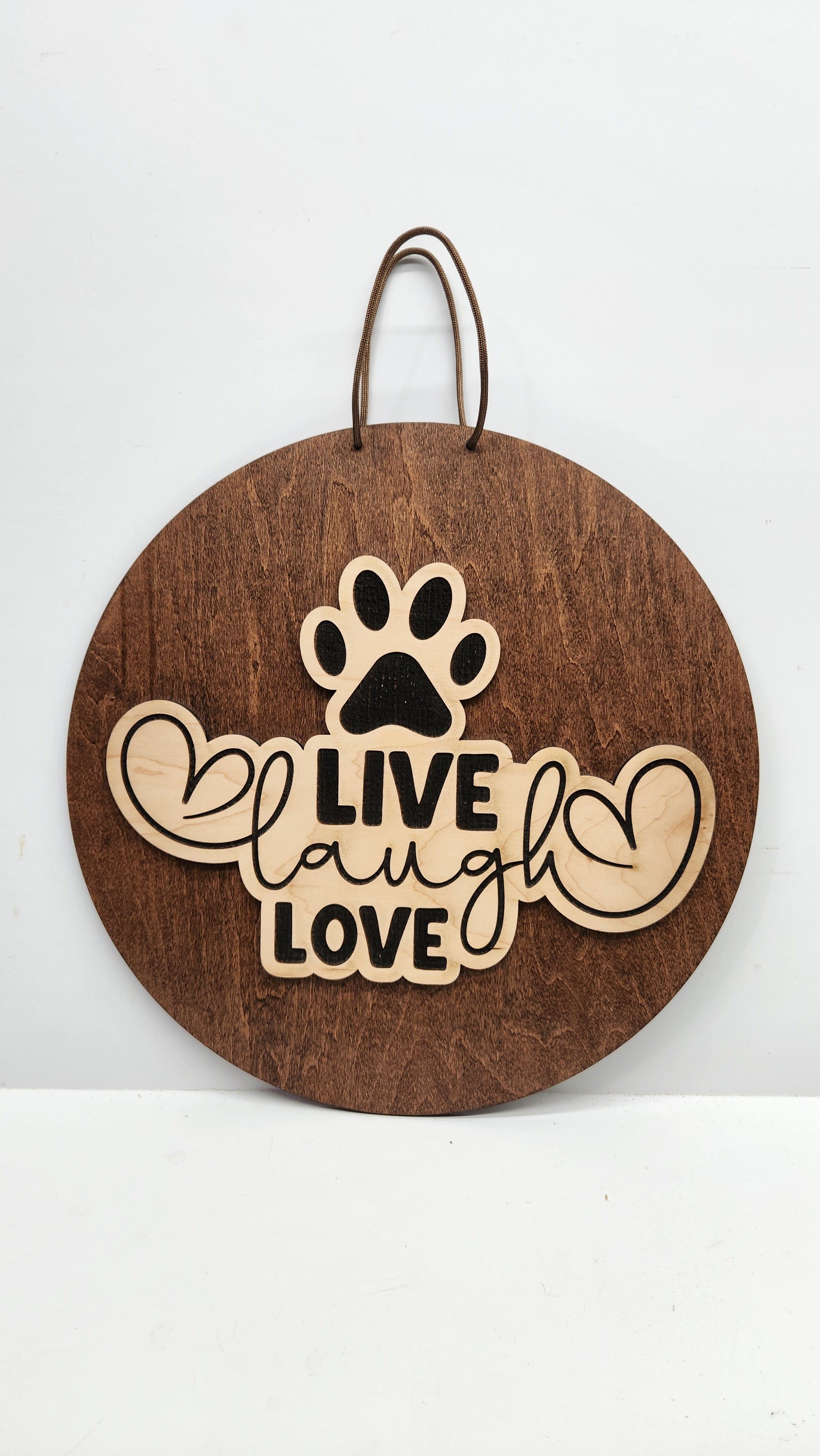 Live Laugh Love paw print plaque