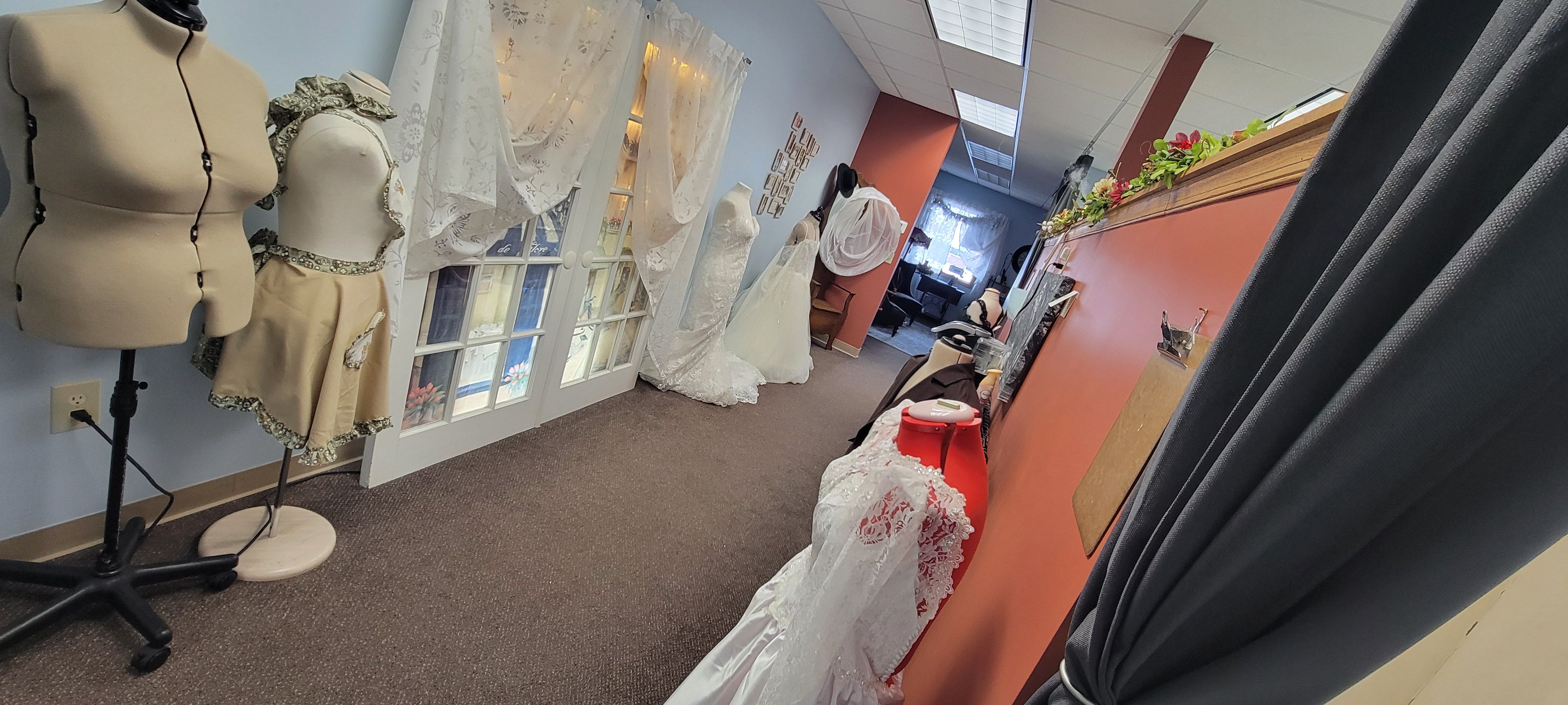 Dress forms and garments in the studio