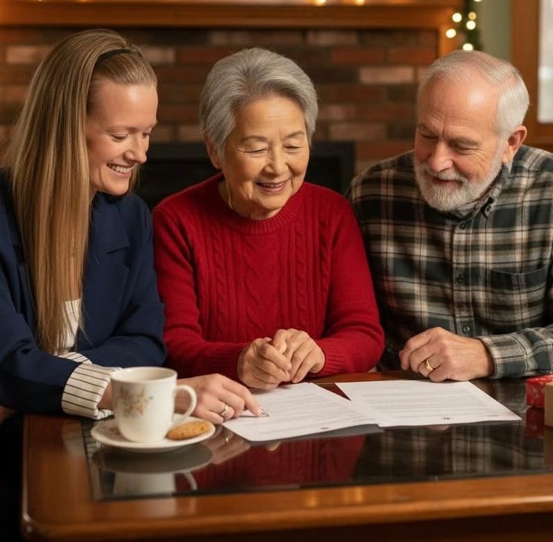 Sarah helping clients with insurance planning