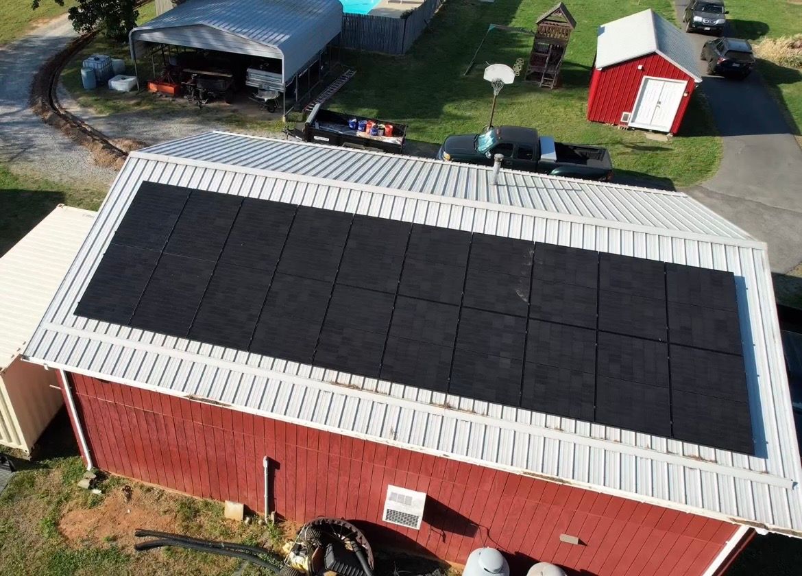 Finished solar project — solar array on metal roof