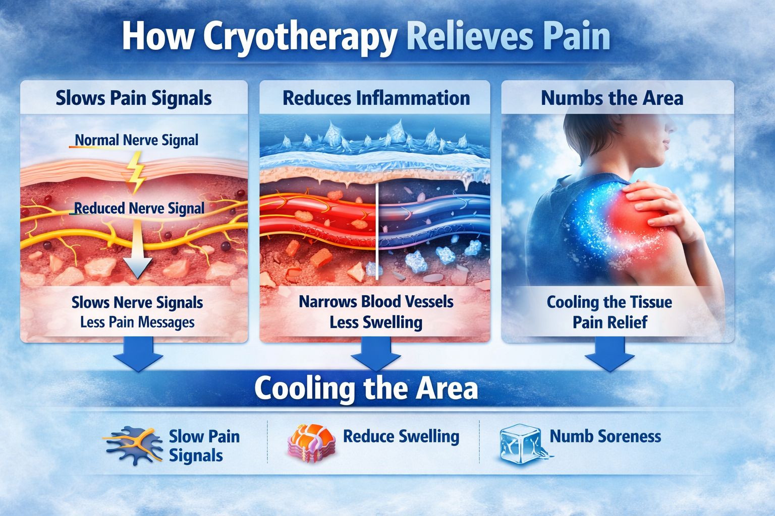 How cryotherapy relieves pain - science diagram
