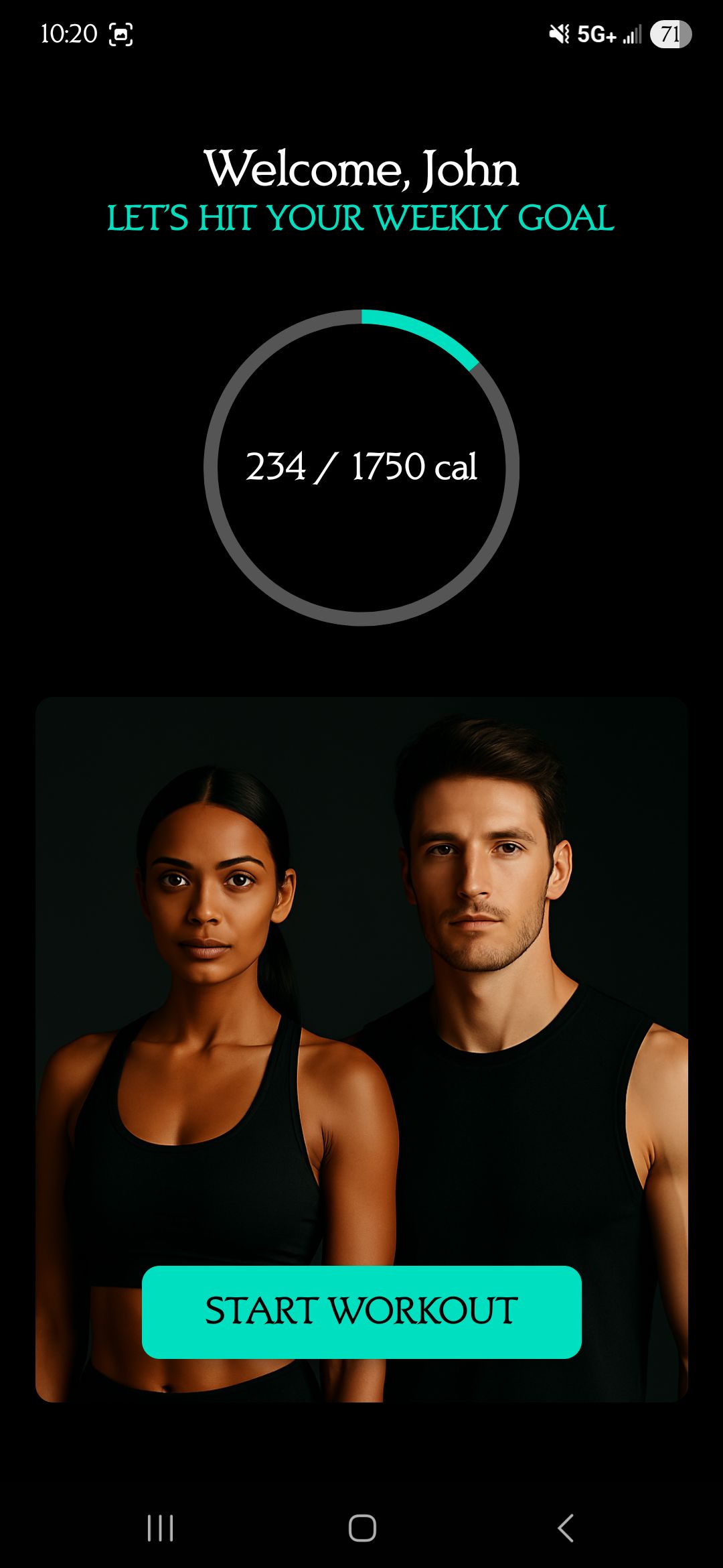 EasyFitPro Welcome screen — Start Workout