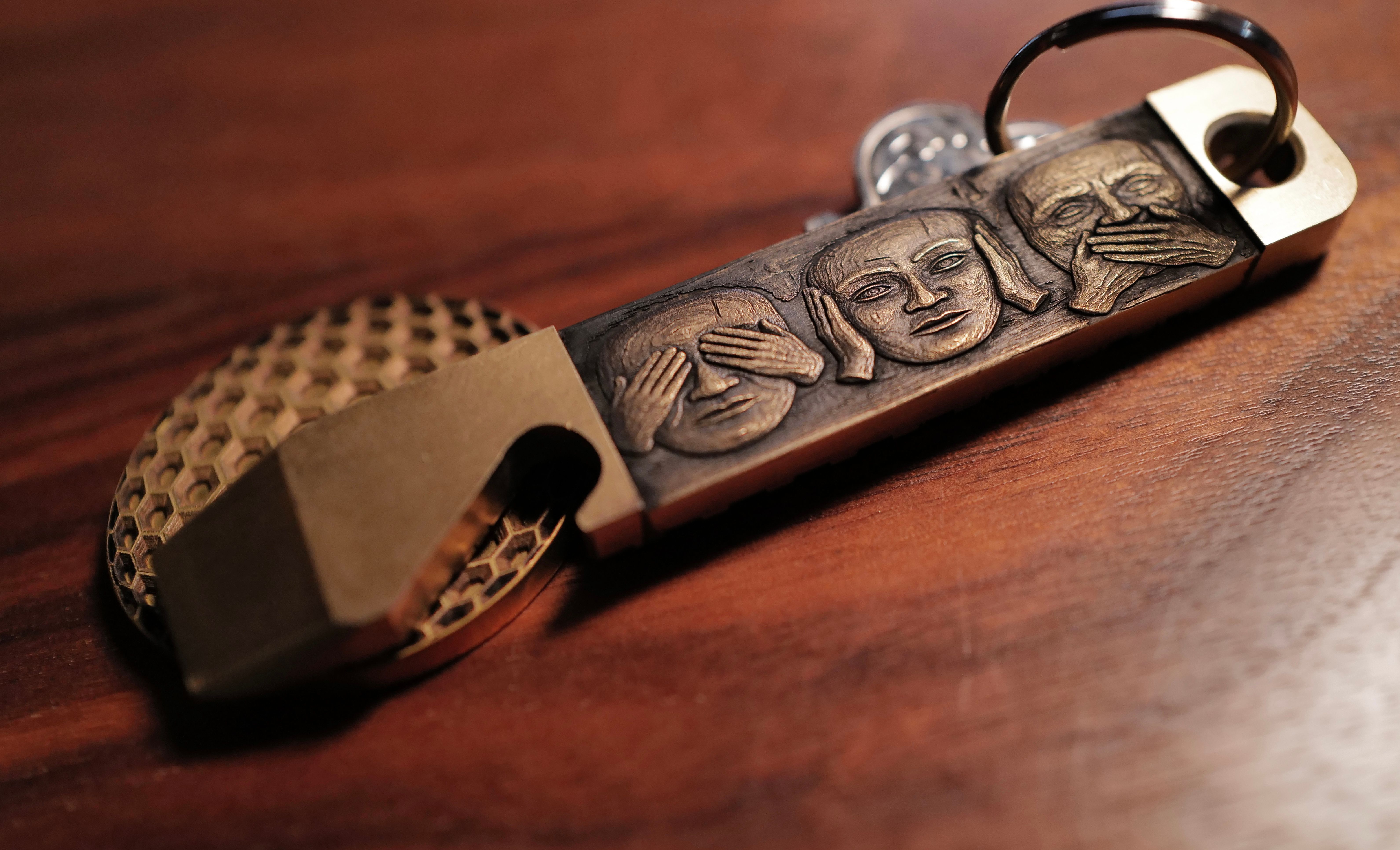 Brass Bottle Opener Key Tag - Front