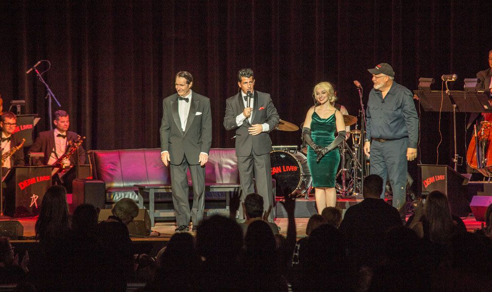 DEAN LIVES cast and audience during a live theatrical Dean Martin tribute performance