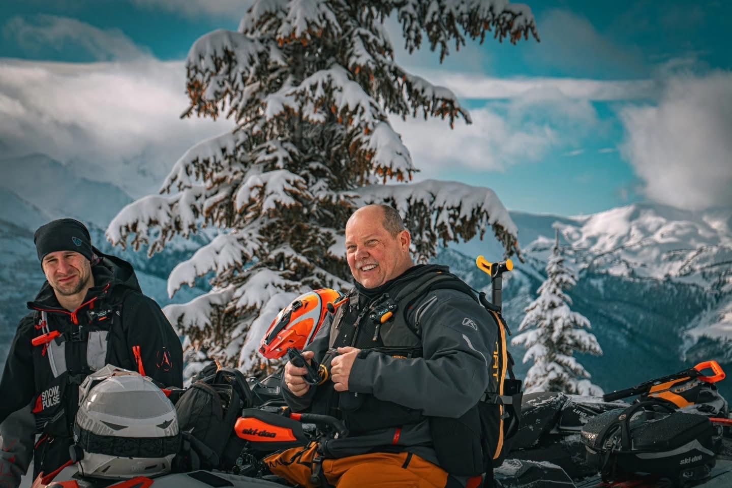Happy sledders at Summit River Lodge