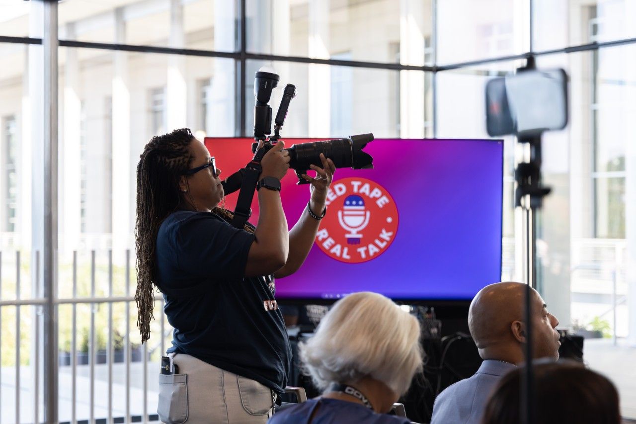 Behind-the-scenes videographer at work