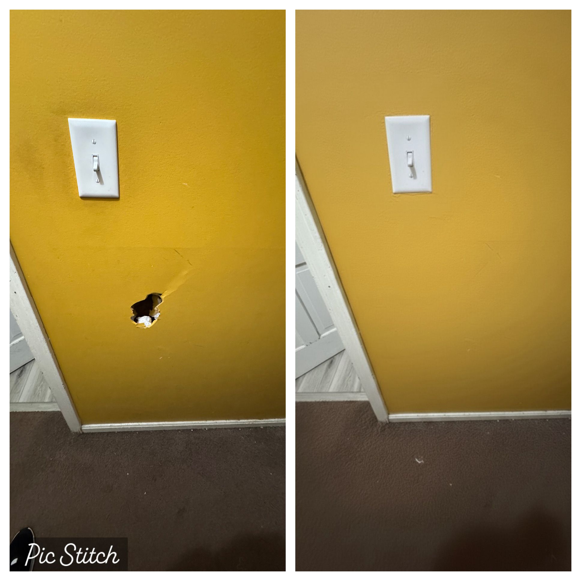 Wall repair before and after