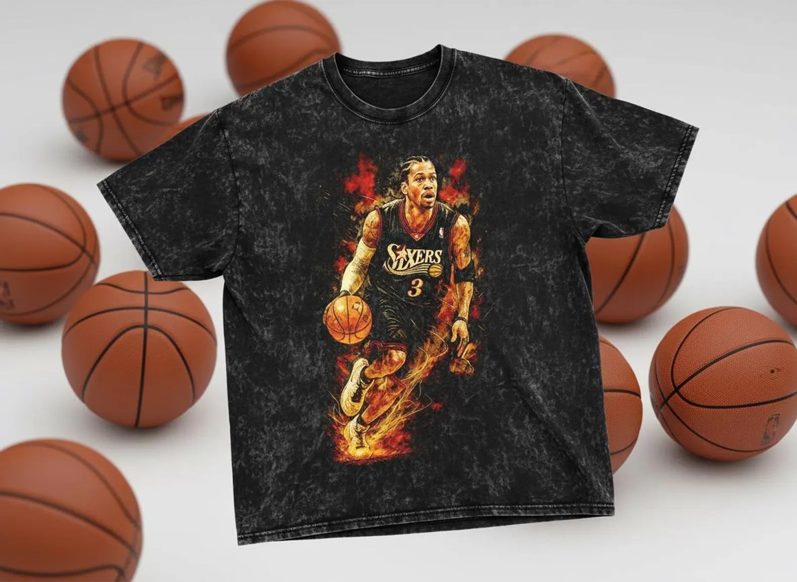 Iverson #3 Sixers Throwback Vintage Tee