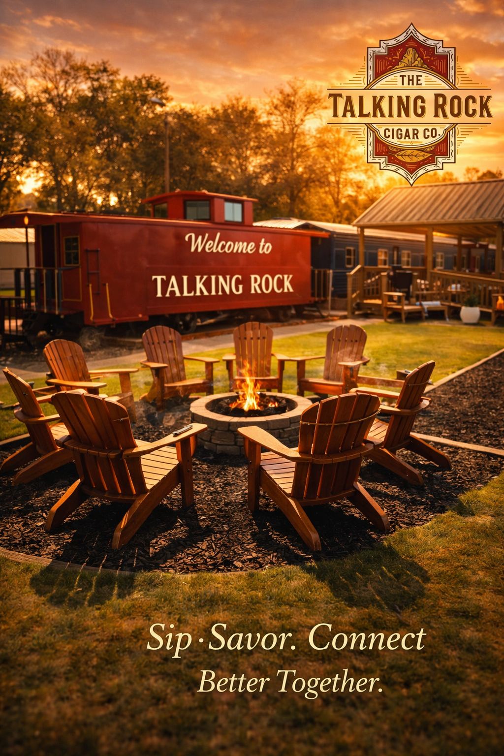 Fire pit gathering at Talking Rock