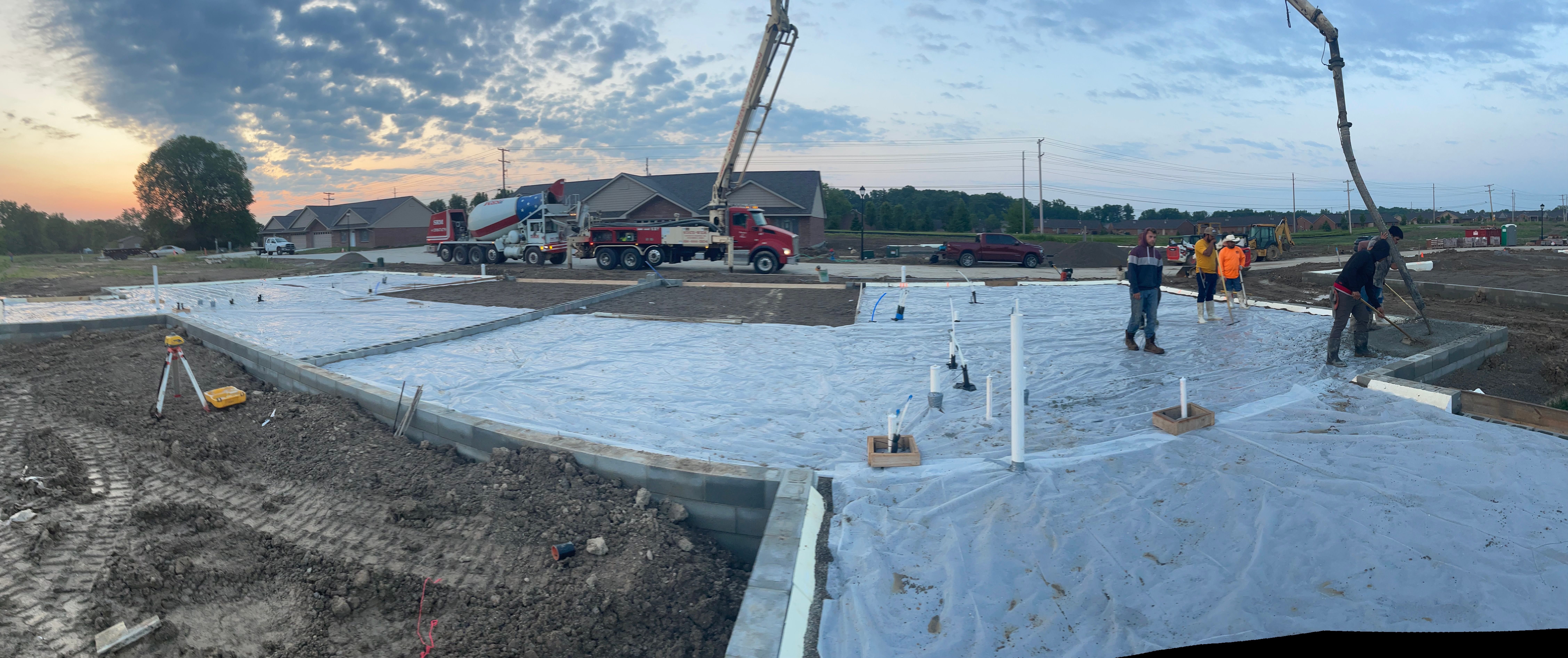Concrete pour with pump truck for a commercial project in Columbus Ohio
