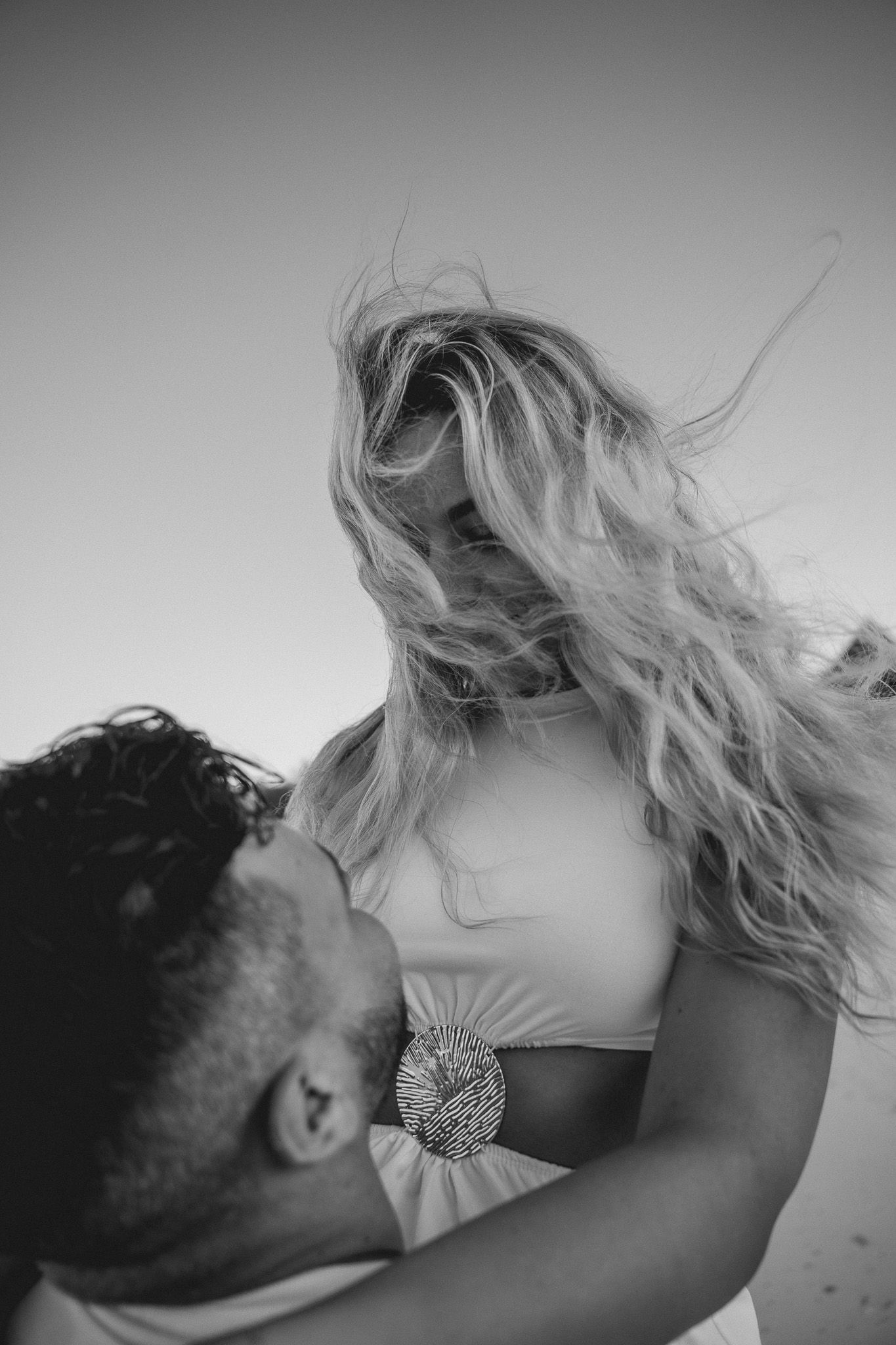 Intimate black and white couple portrait Zanzibar