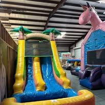 Indoor inflatable slide and unicorn bounce house