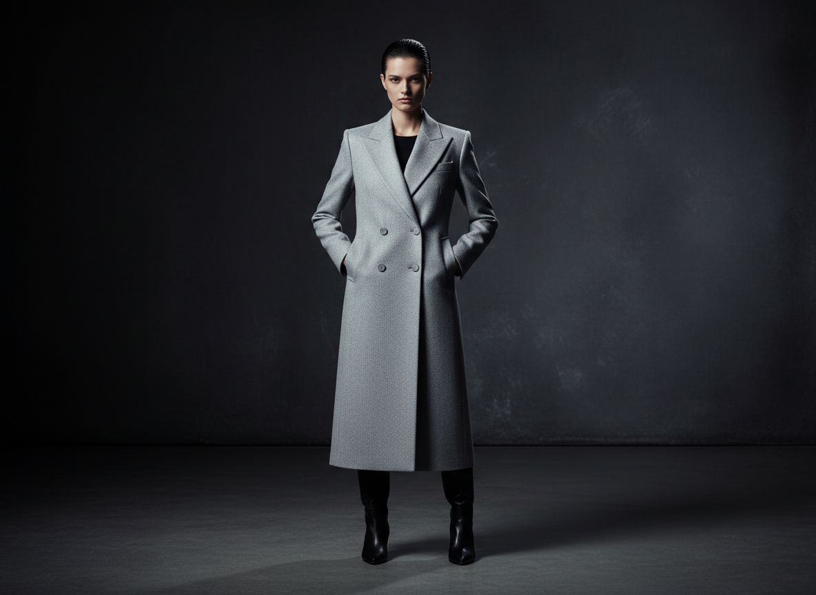 Stone Double-Breasted Executive Coat