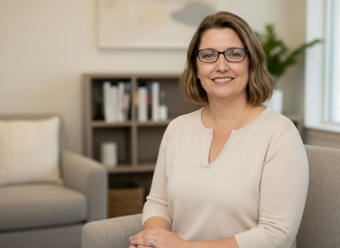 Cindy in a warm, welcoming therapy setting