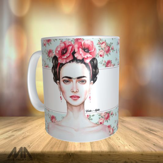 Frida Kahlo art custom sublimation ceramic mug 11oz — Unique cultural design Customaker.ar personalized gift