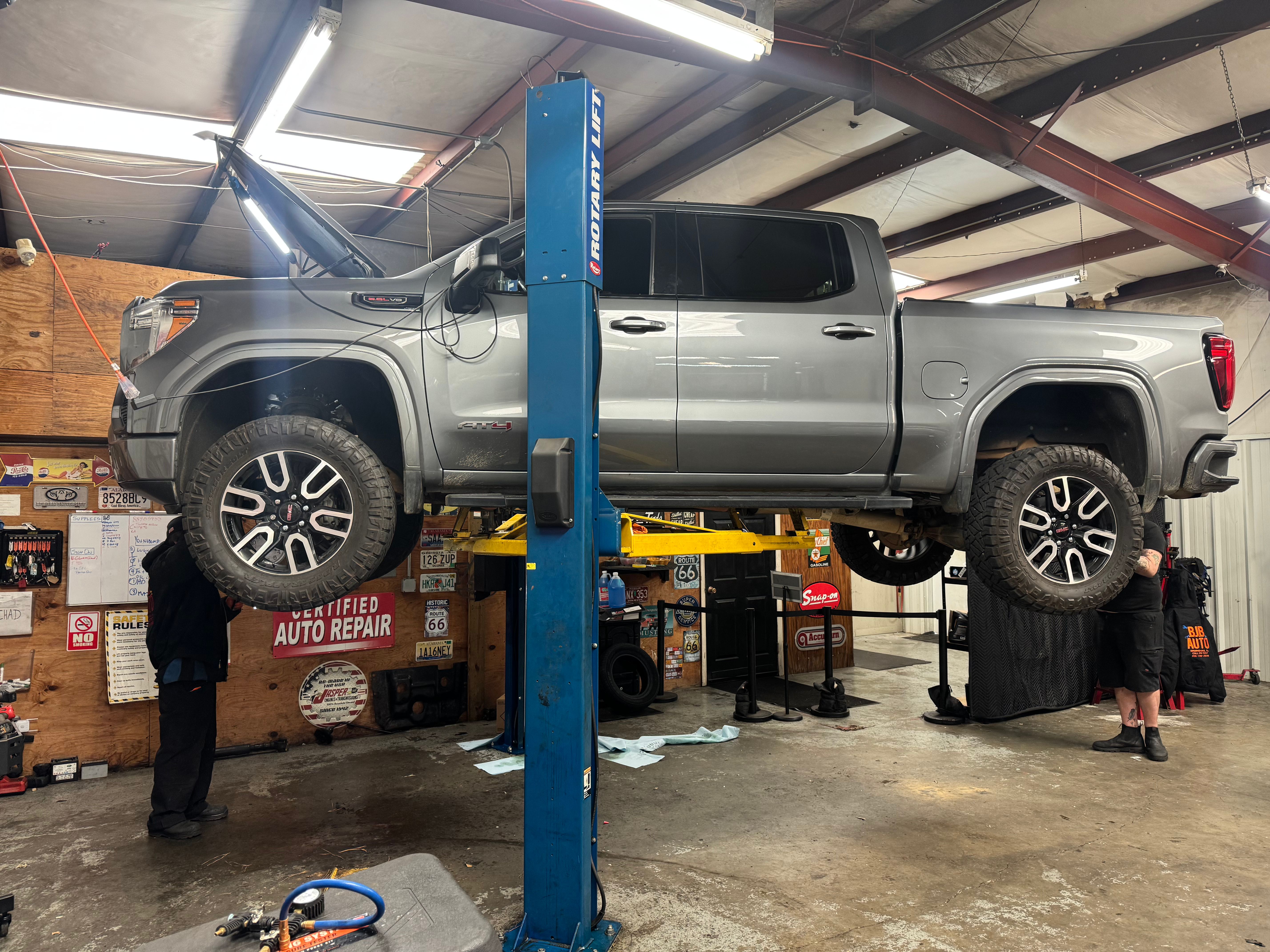 Team working on truck