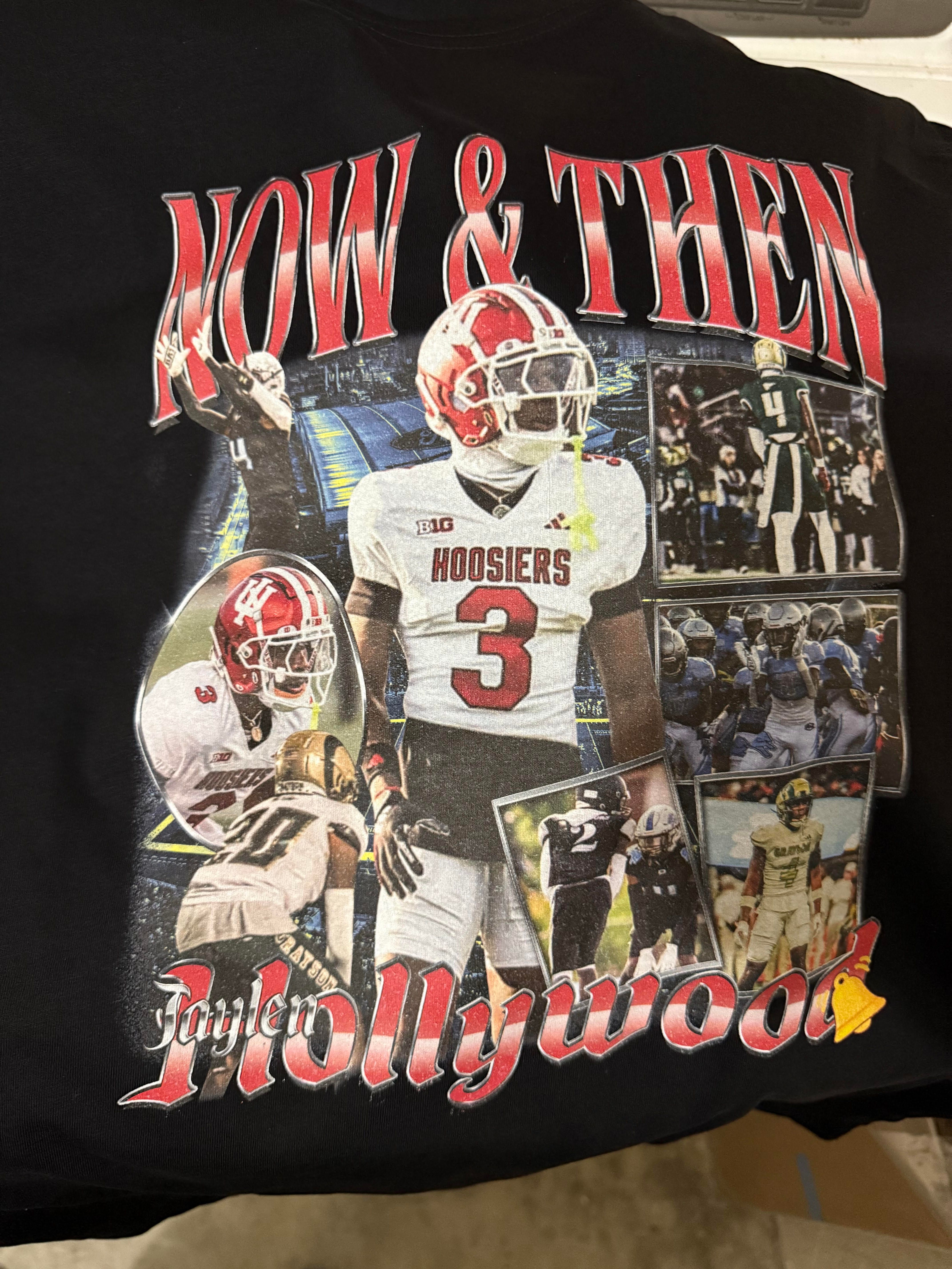 Custom Now & Then Hollywood football tee