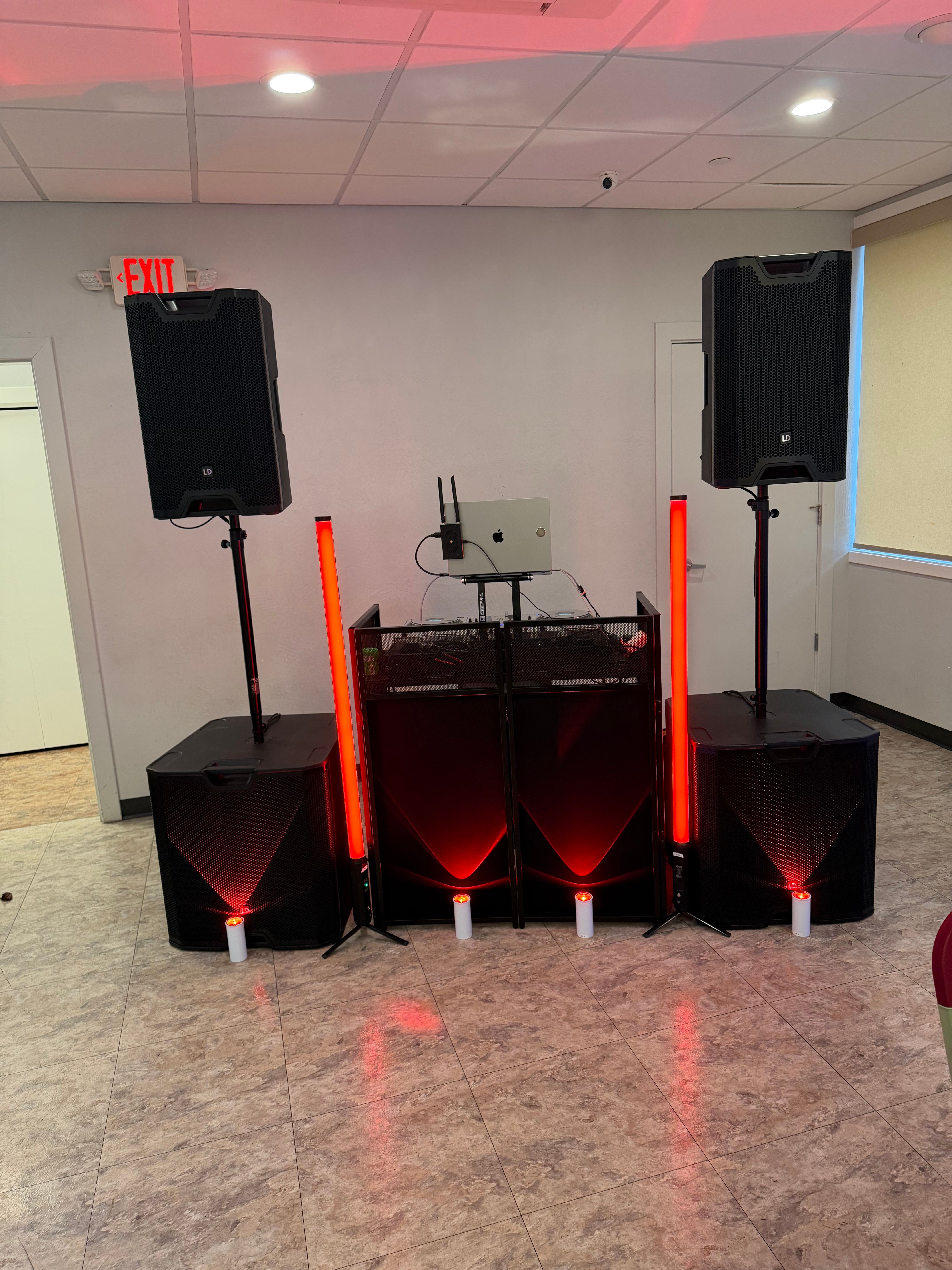DJ setup with lighting