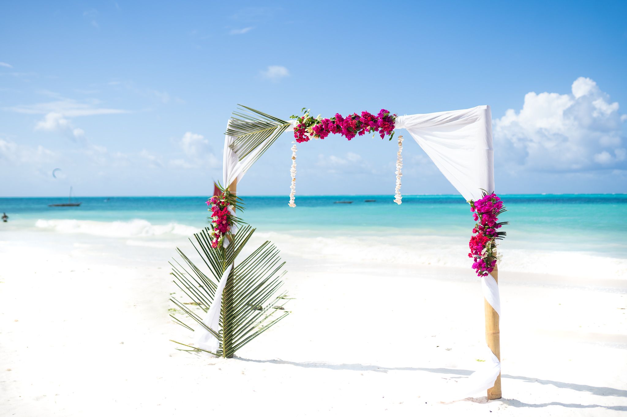 Beach wedding arch on Zanzibar