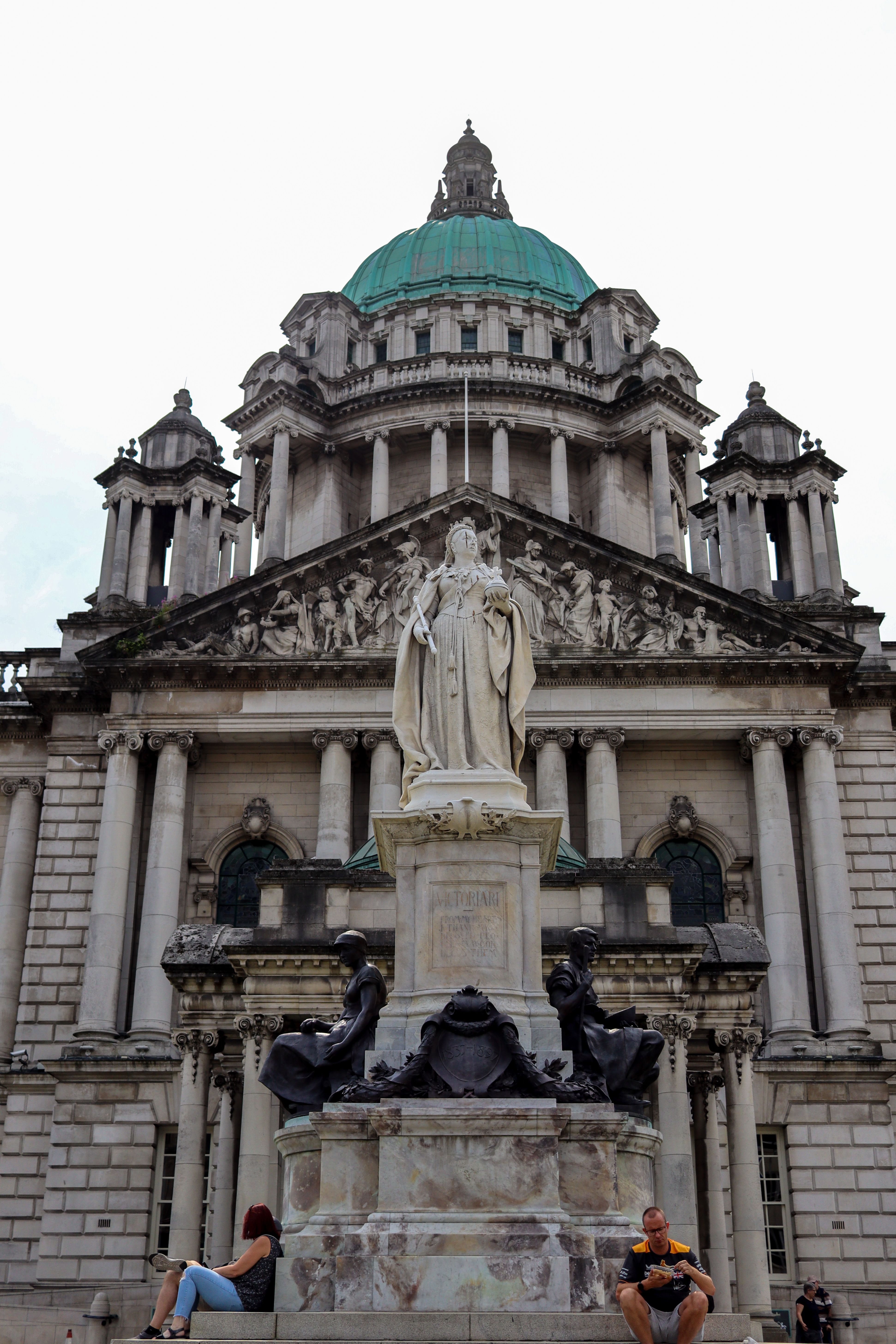 Belfast City Hall with statue and classical architecture