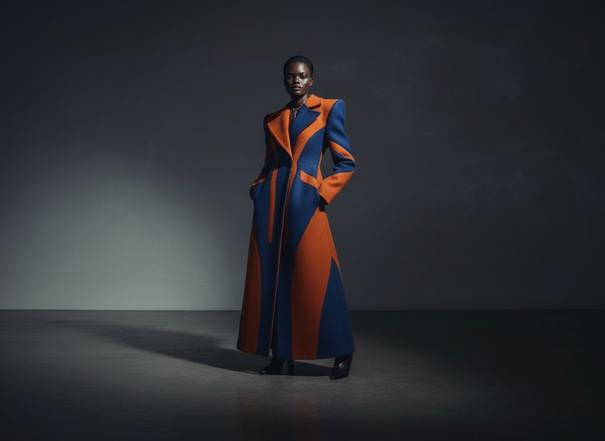 Blue + Orange Sculpted Cocoon Coat