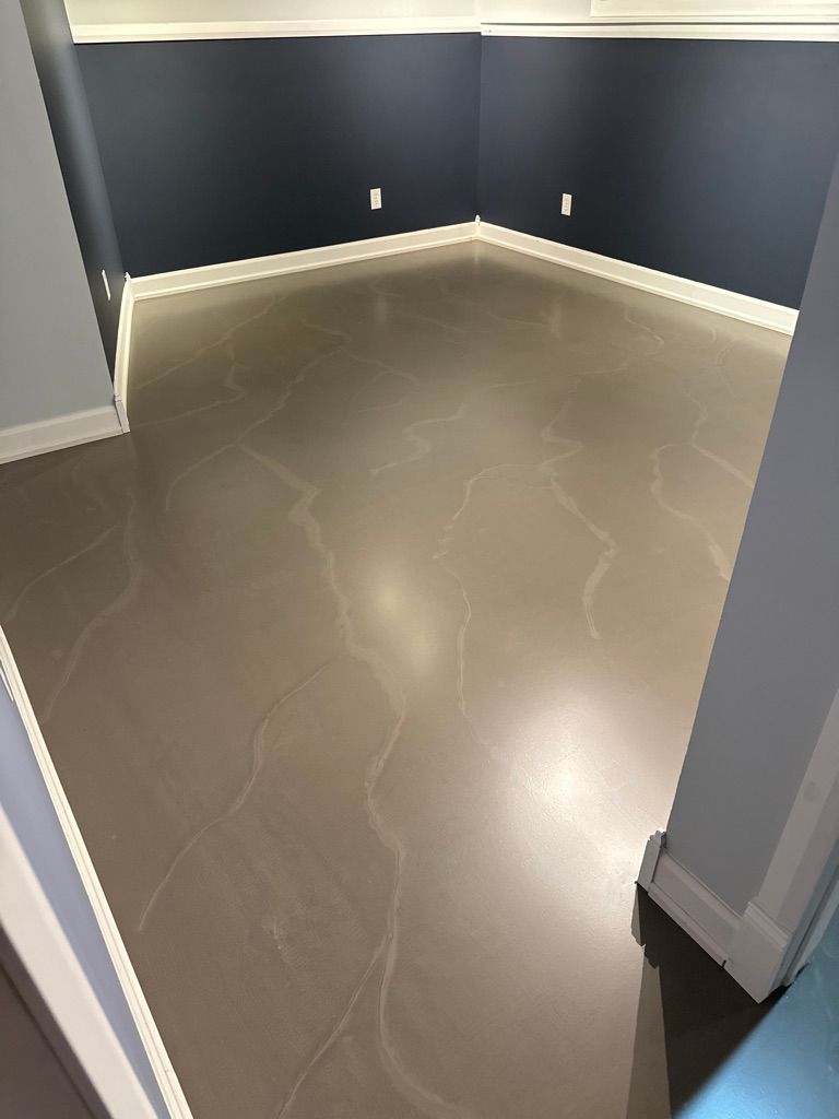 Custom decorative epoxy floor in a residential space