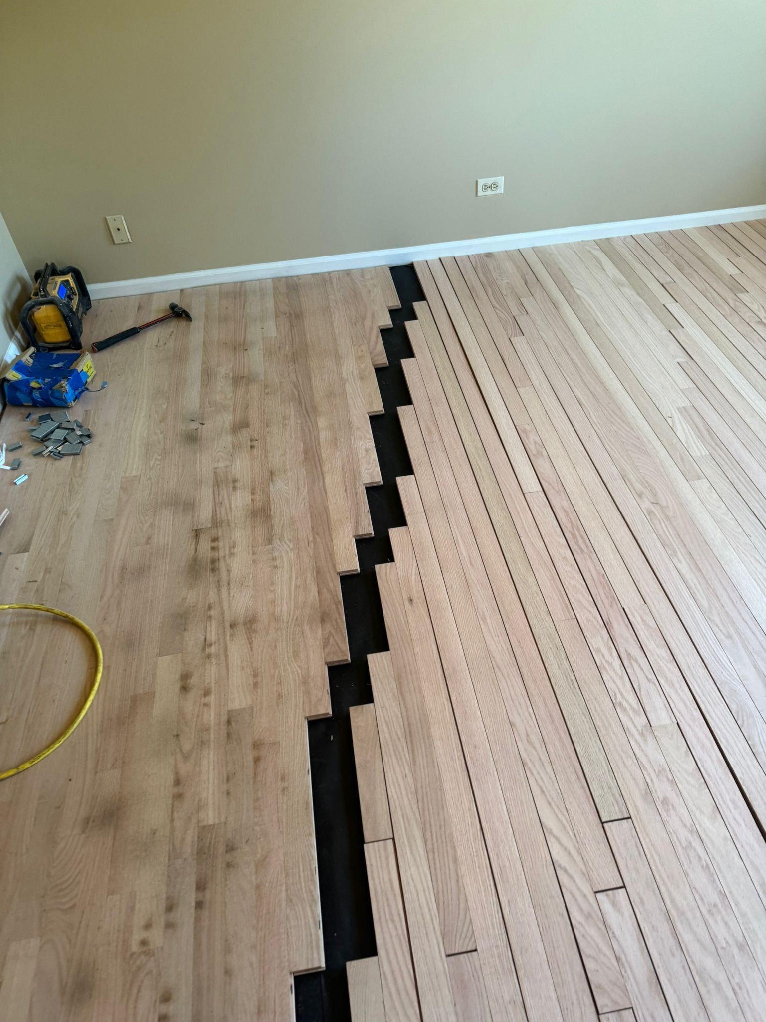 Wood floor repair and board replacement project in Rockford IL