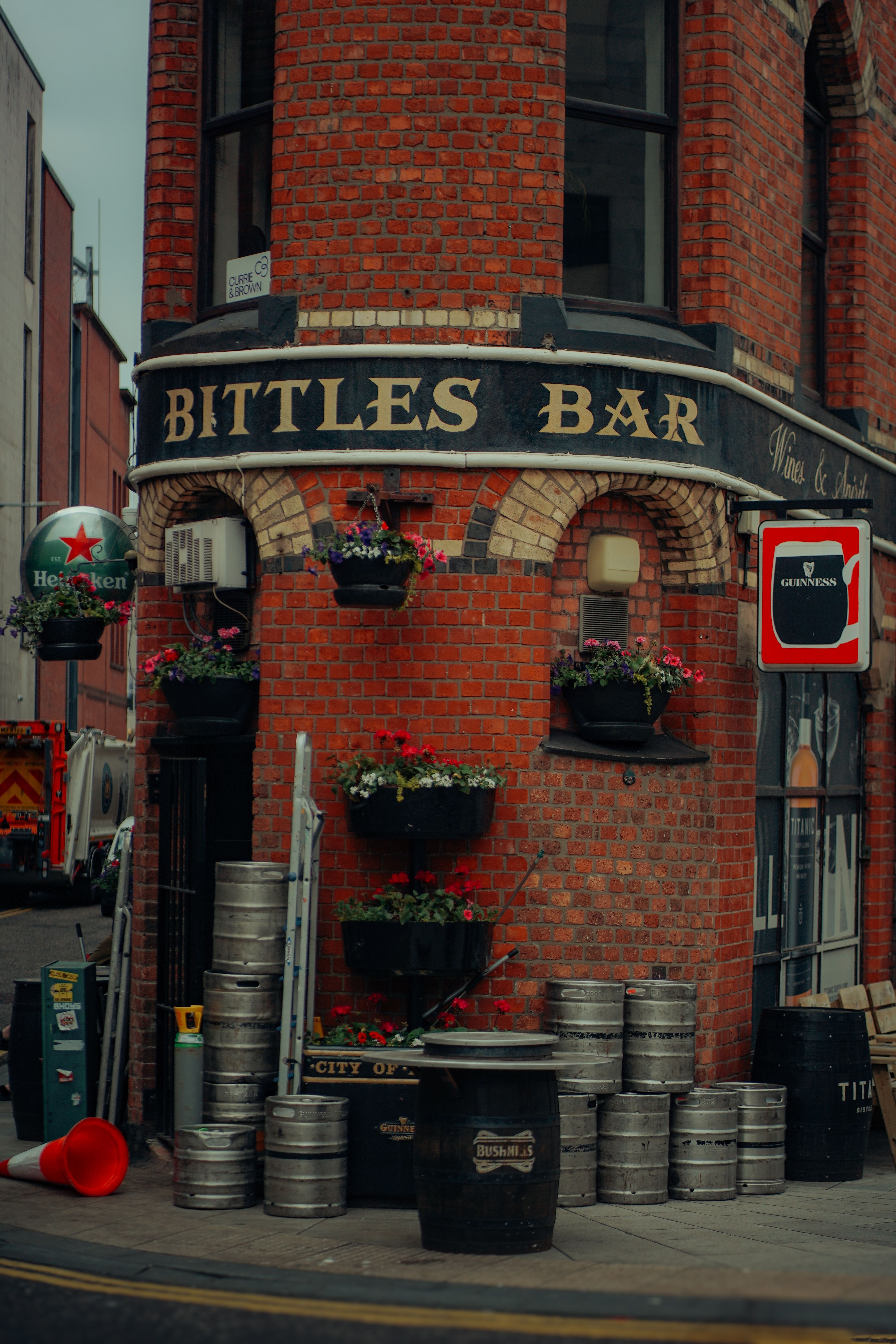 Bittles Bar corner with flower planters