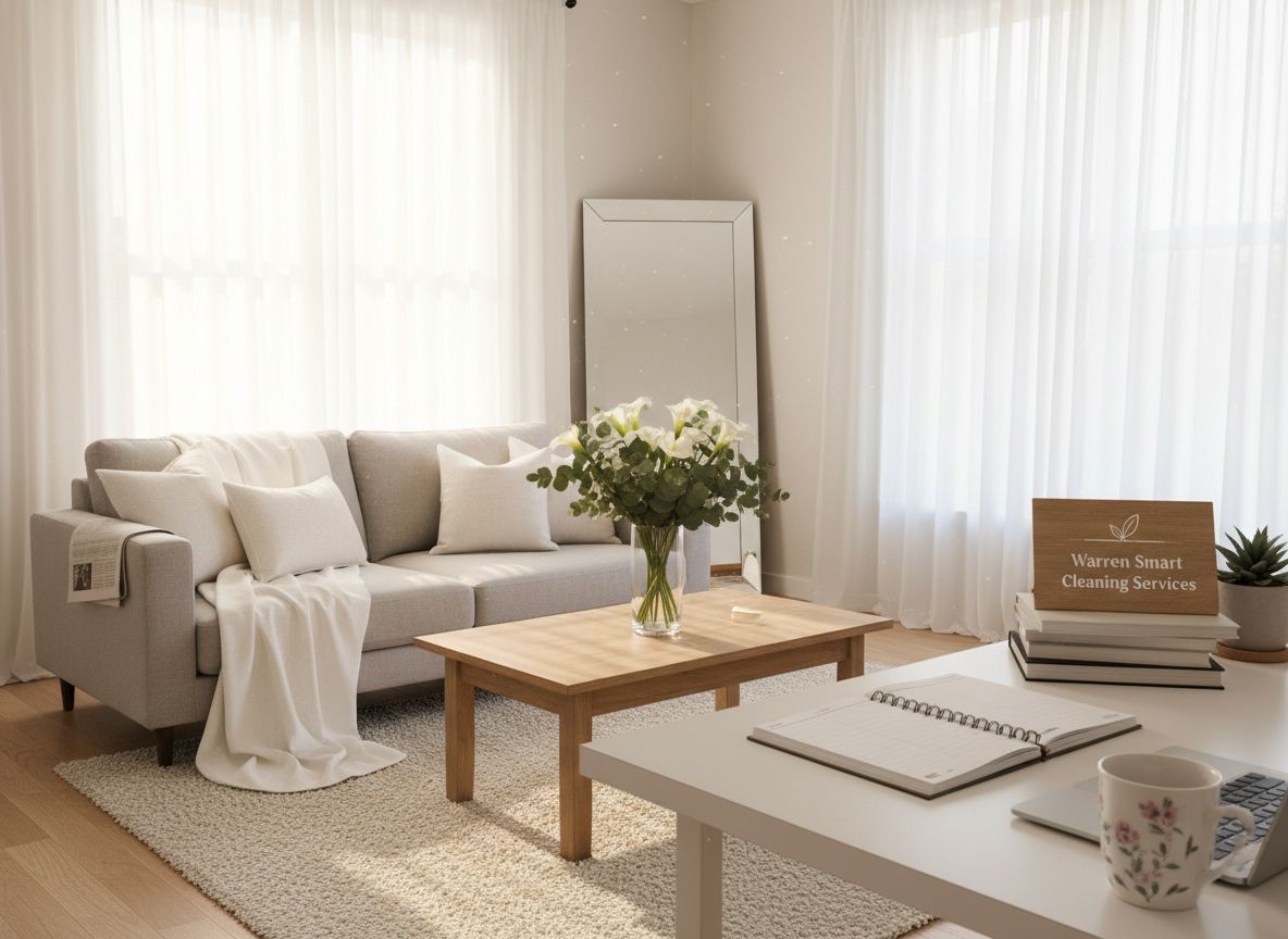 Clean living room prepared for recurring cleaning service