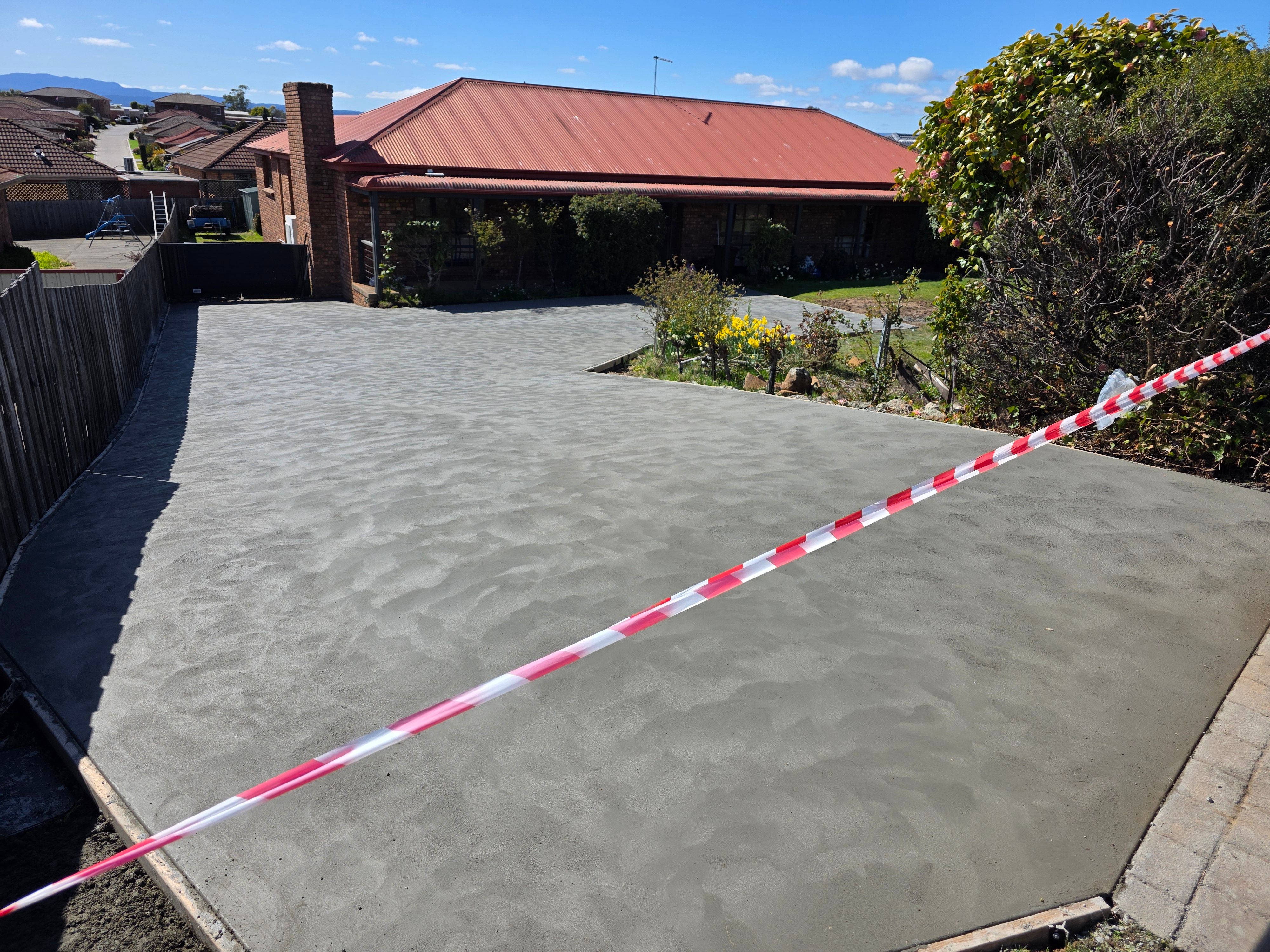 Freshly poured residential driveway