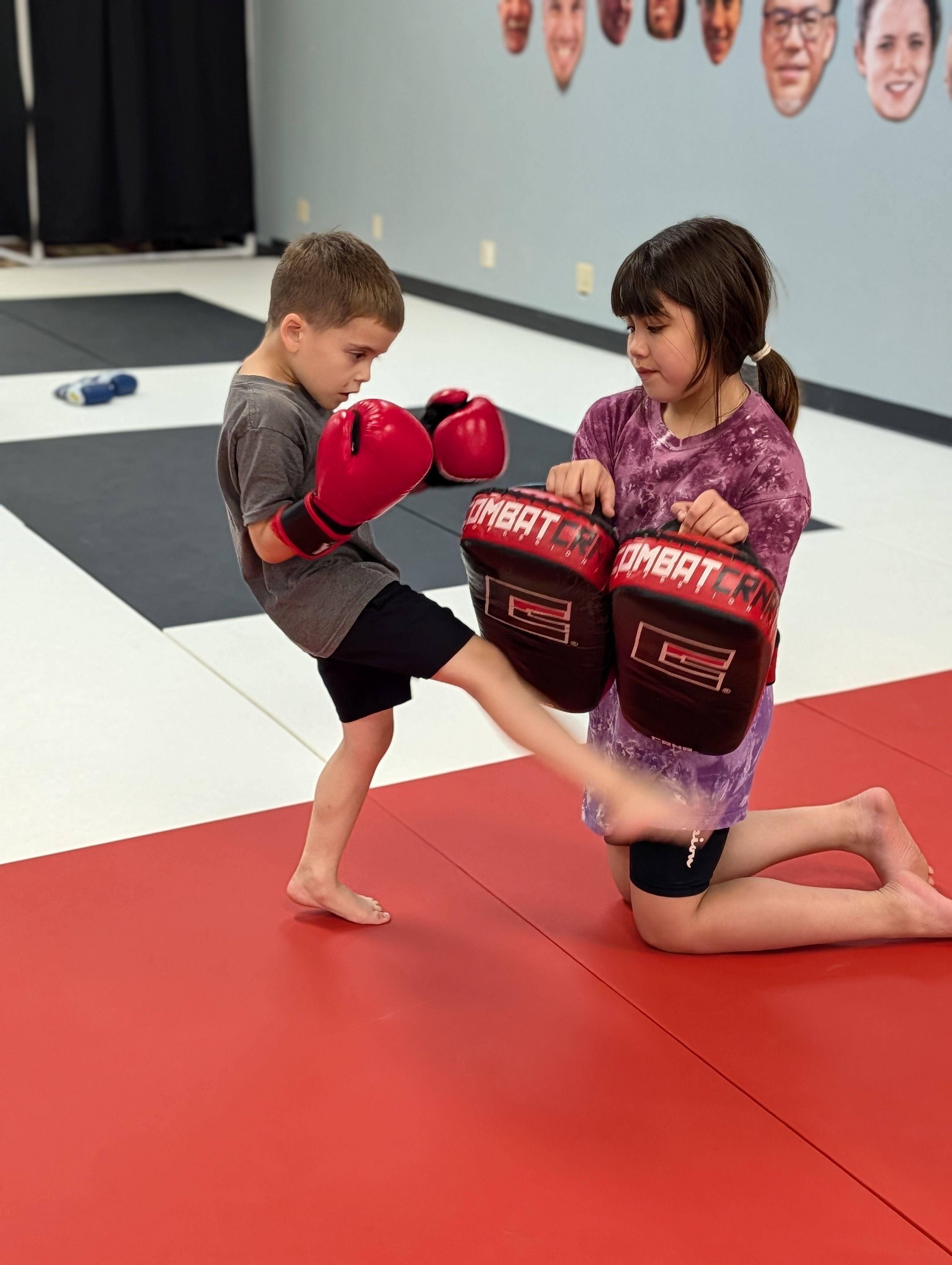 Kids partner drills at Aura Jiu Jitsu