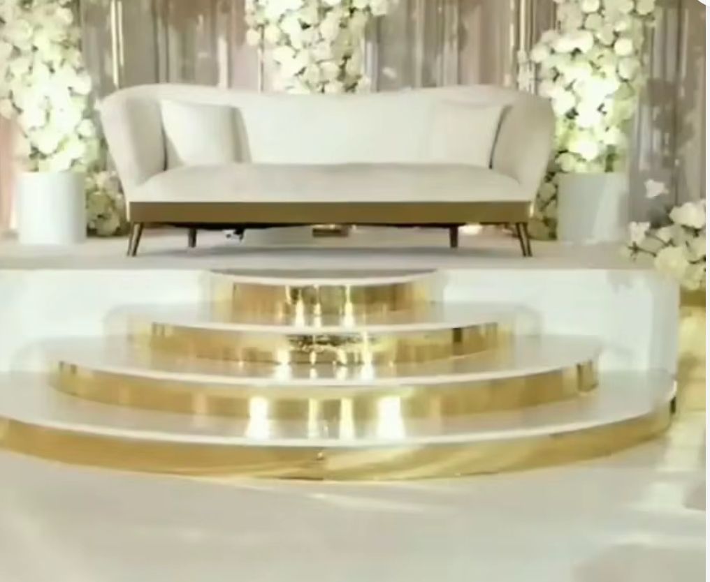 White and gold luxury event stage setup