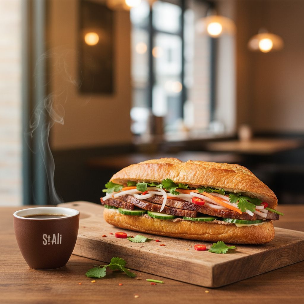 Banh mi with coffee