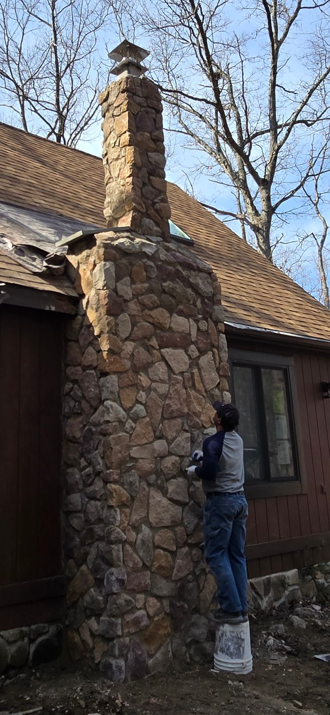 Stone chimney restoration