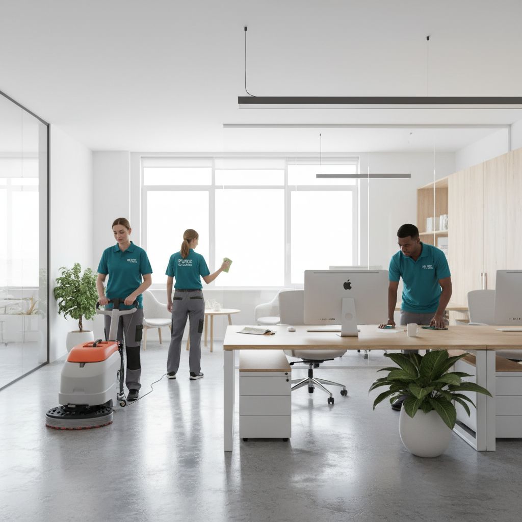 Professionelle Unterhaltsreinigung im modernen Büro durch Emenoxclean