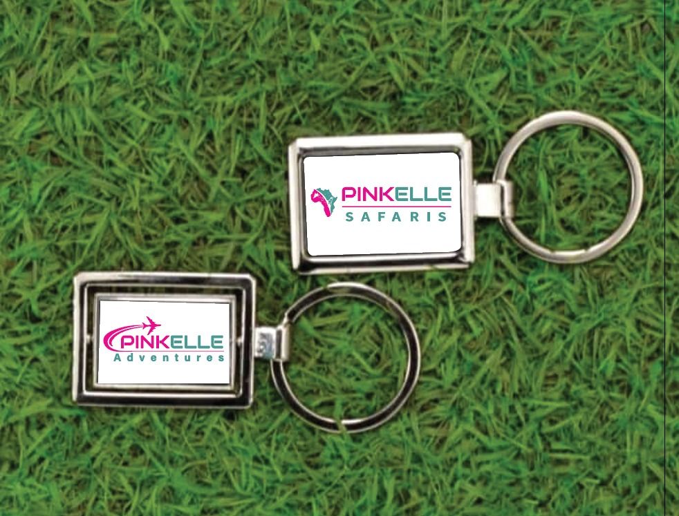 Pinkelle Safaris and Pinkelle Adventures branded keychains