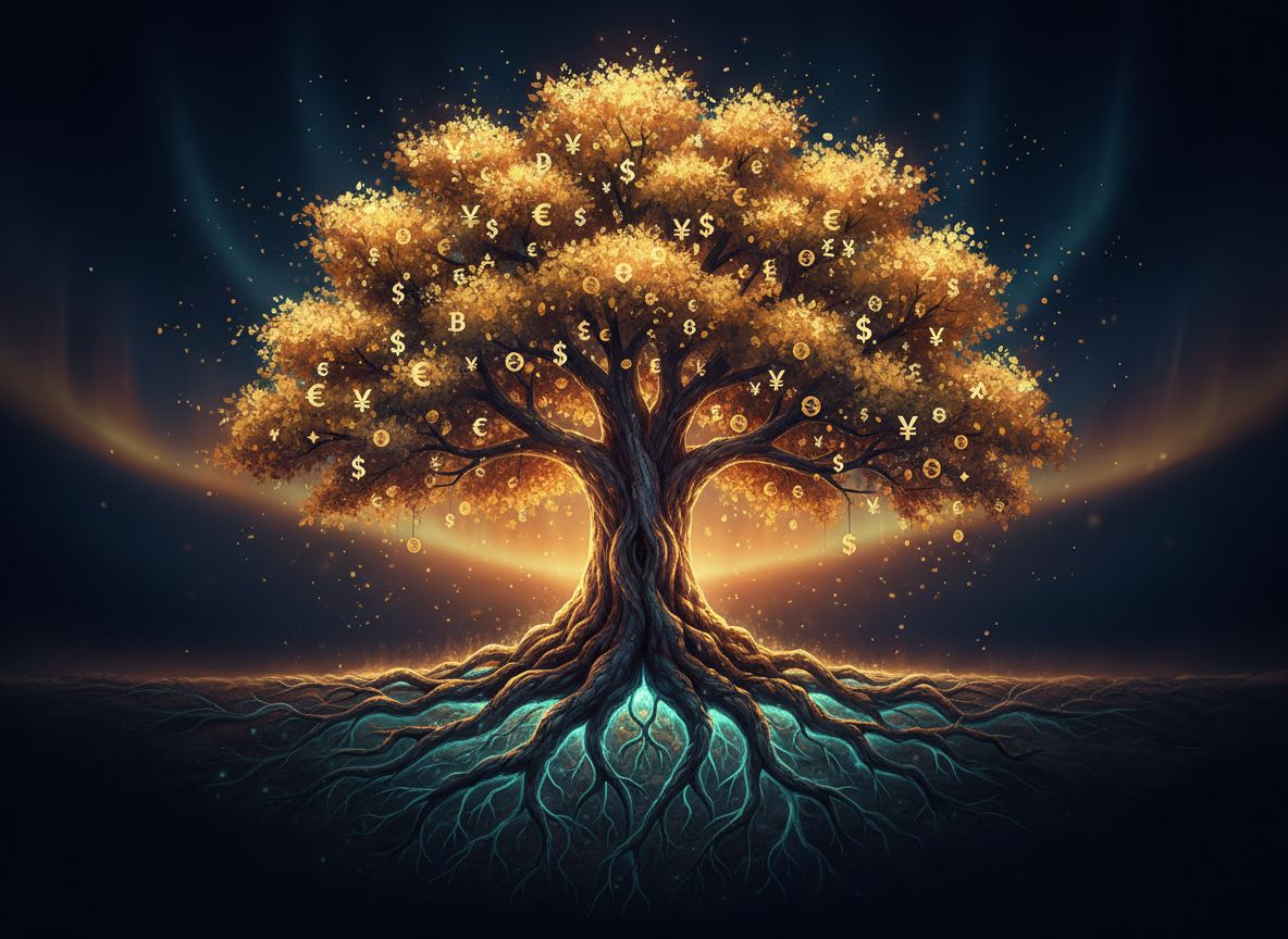Glowing golden money tree