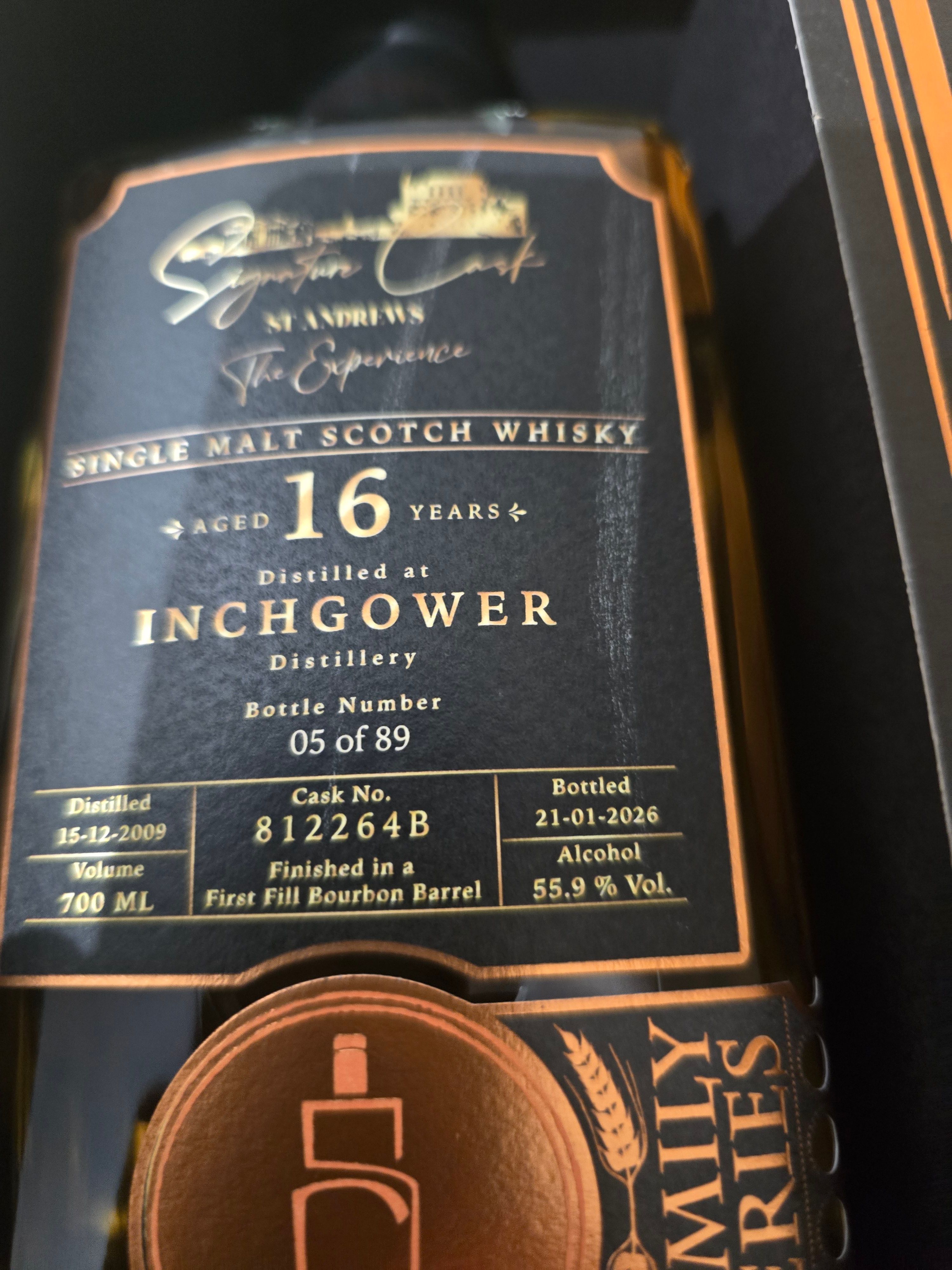 The Experience whisky bottle label with provenance details