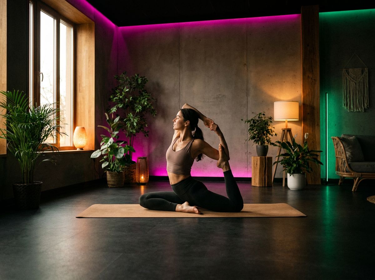 Yoga session in a serene studio